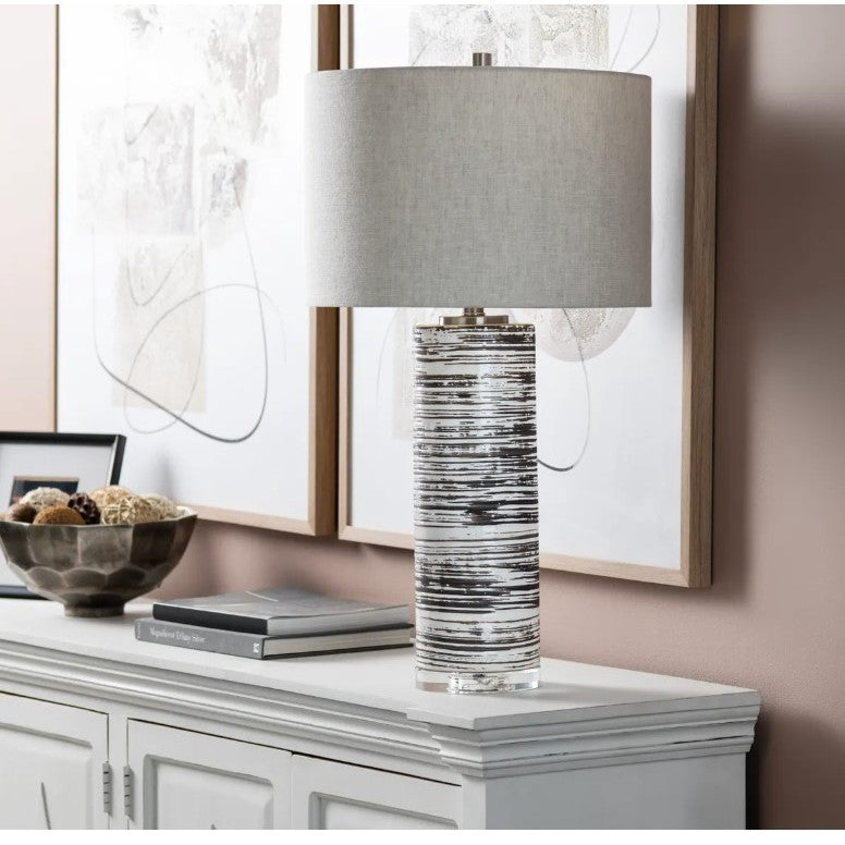 Brown and White Ceramic Table Lamp 31.5"H