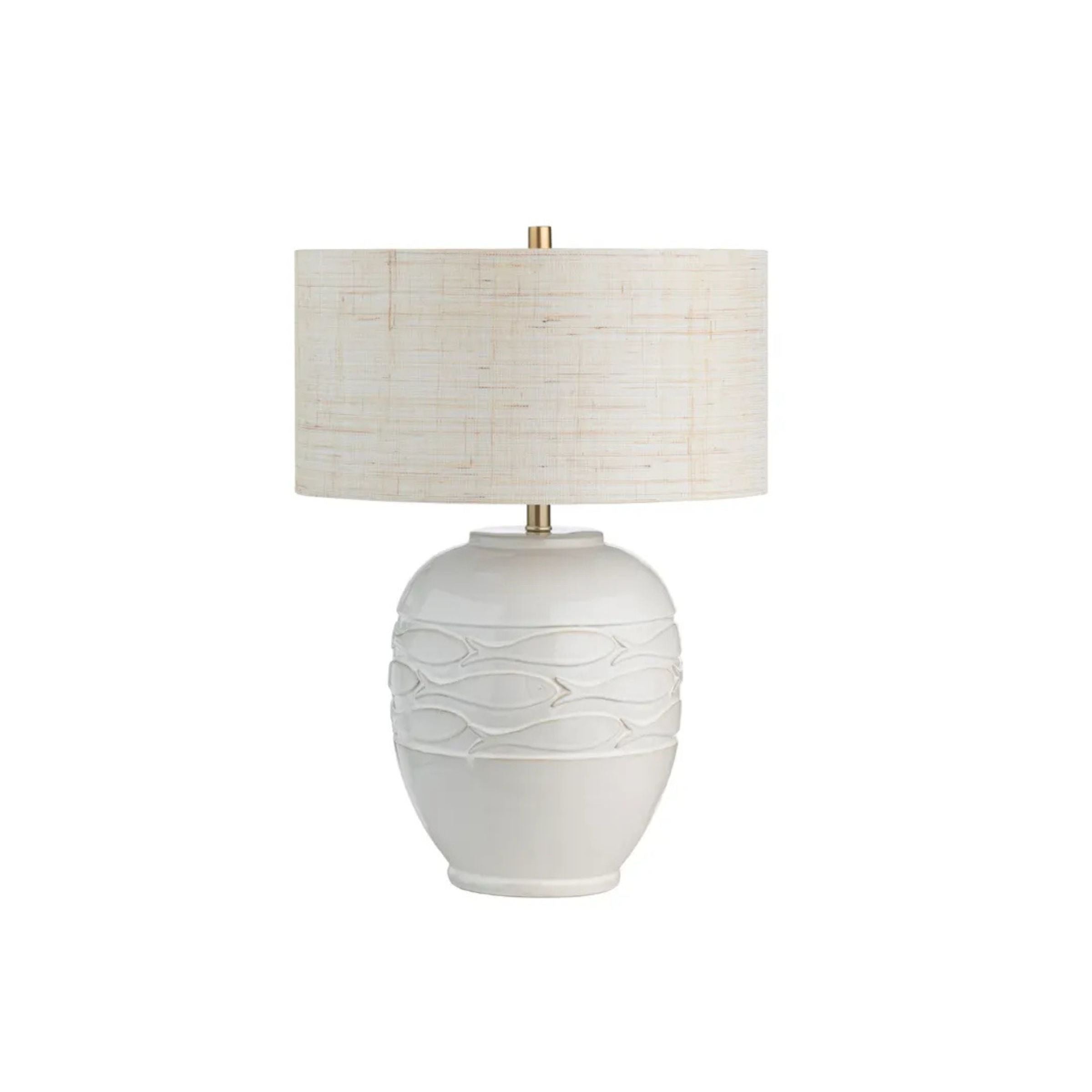 White Ceramic Fish Table Lamp 26.25"H
