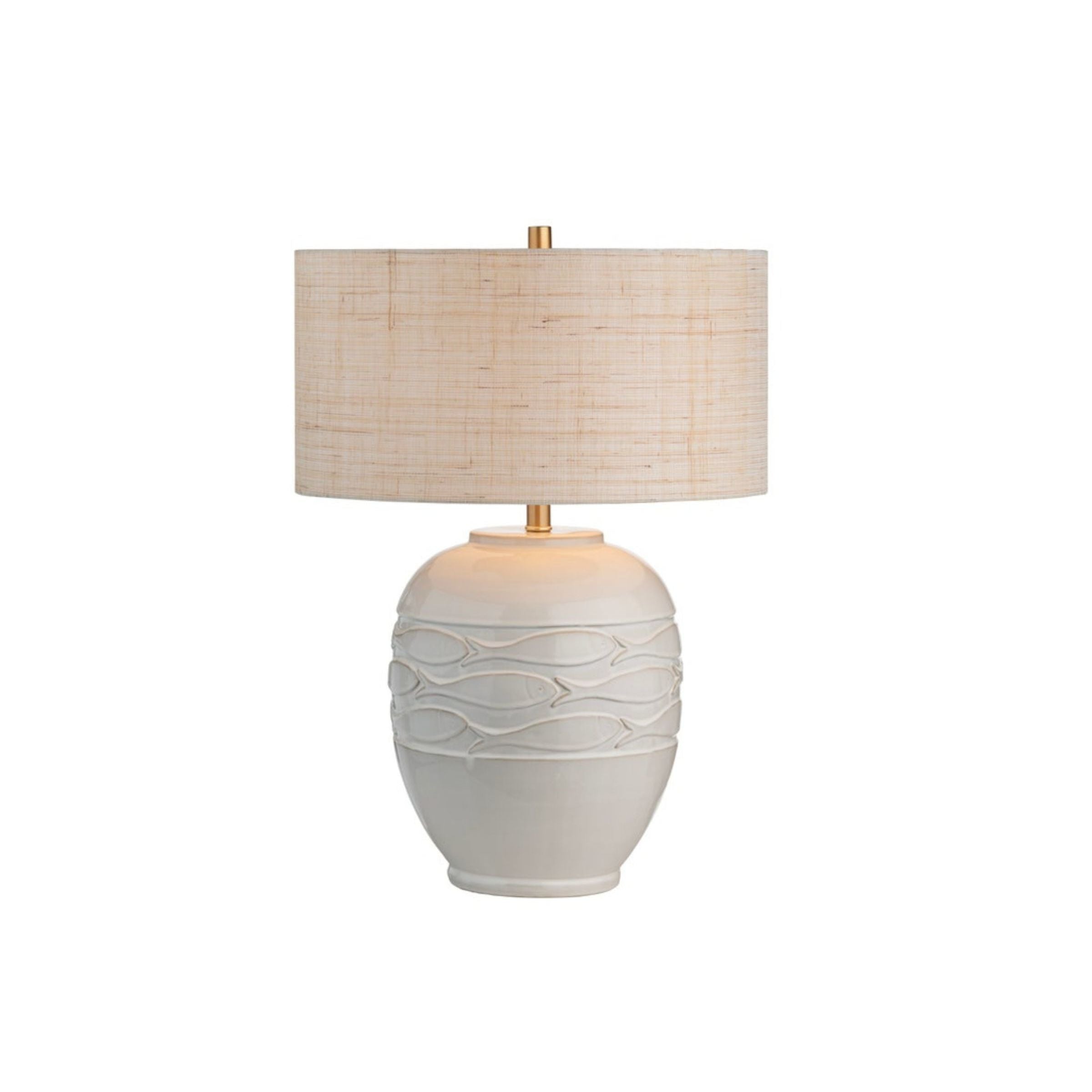 White Ceramic Fish Table Lamp 26.25"H