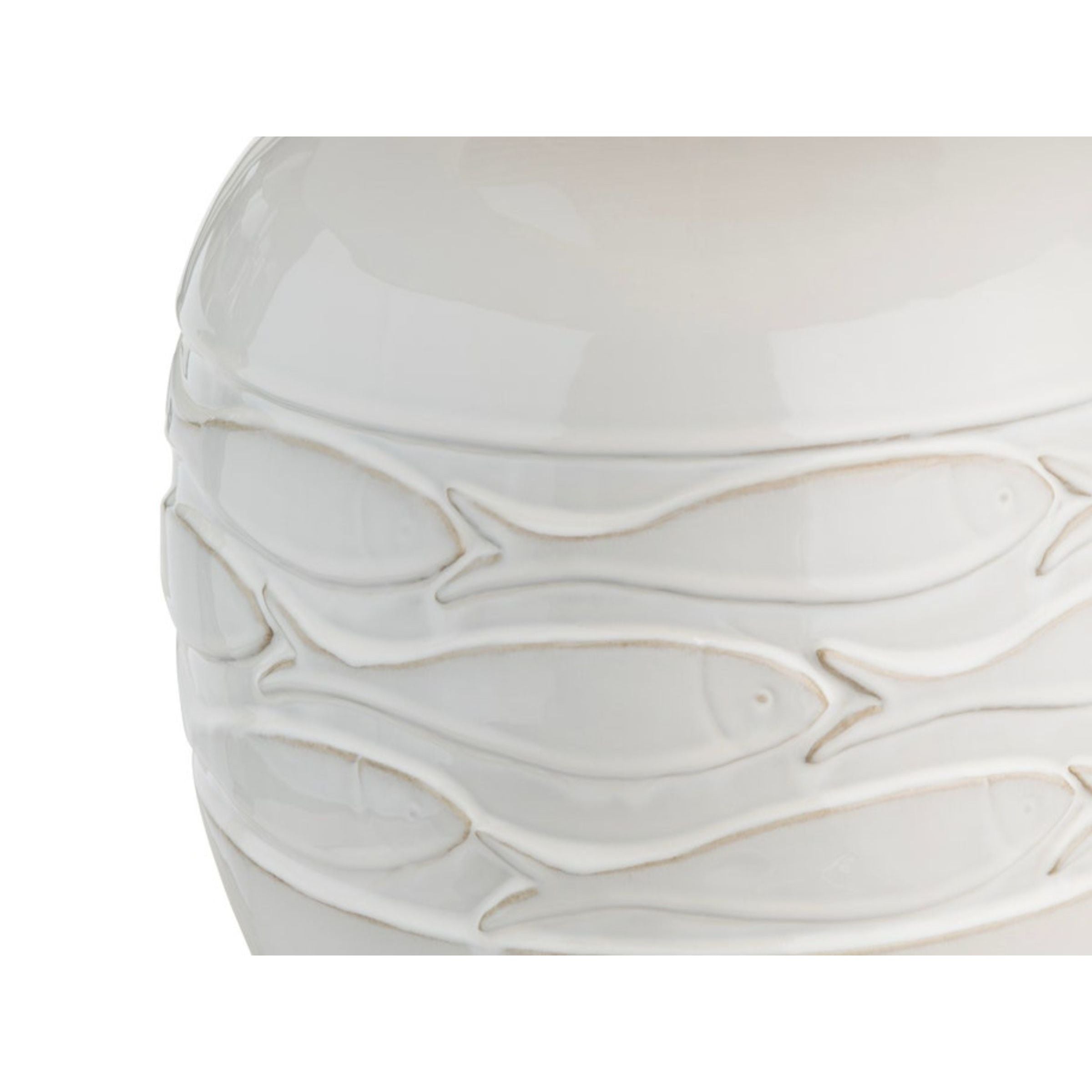 White Ceramic Fish Table Lamp 26.25"H