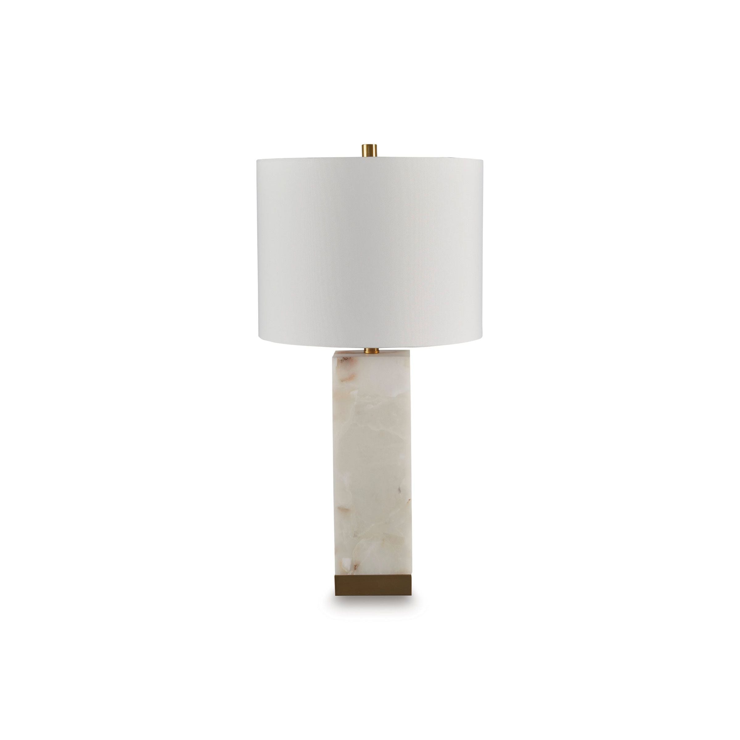 Alabaster and Brass Nitelite Table Lamp 29"H