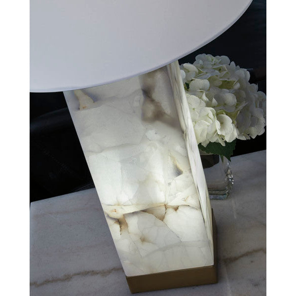 Alabaster and Brass Nitelite Table Lamp 29"H