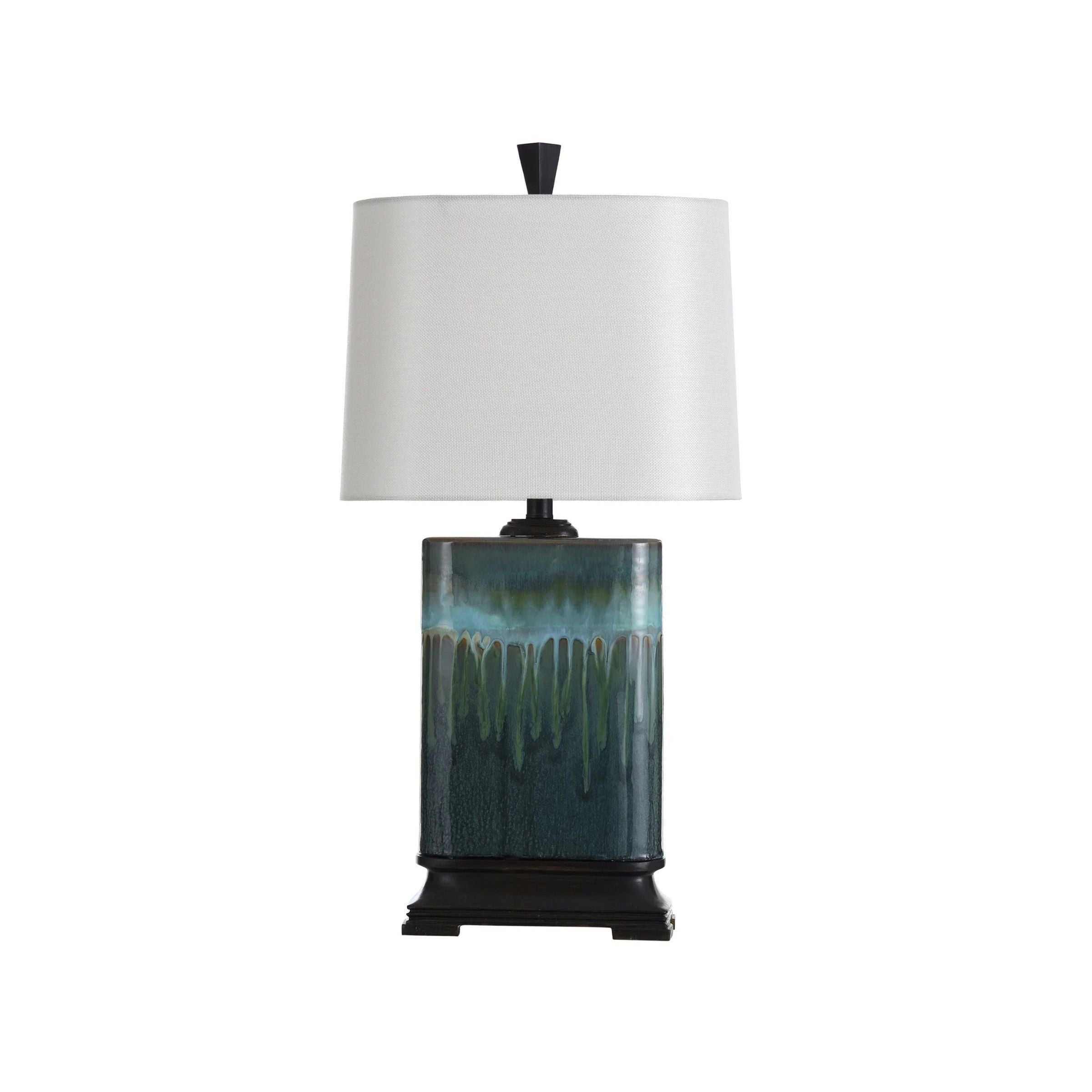 Blue Ceramic Drip Table Lamp 29"H