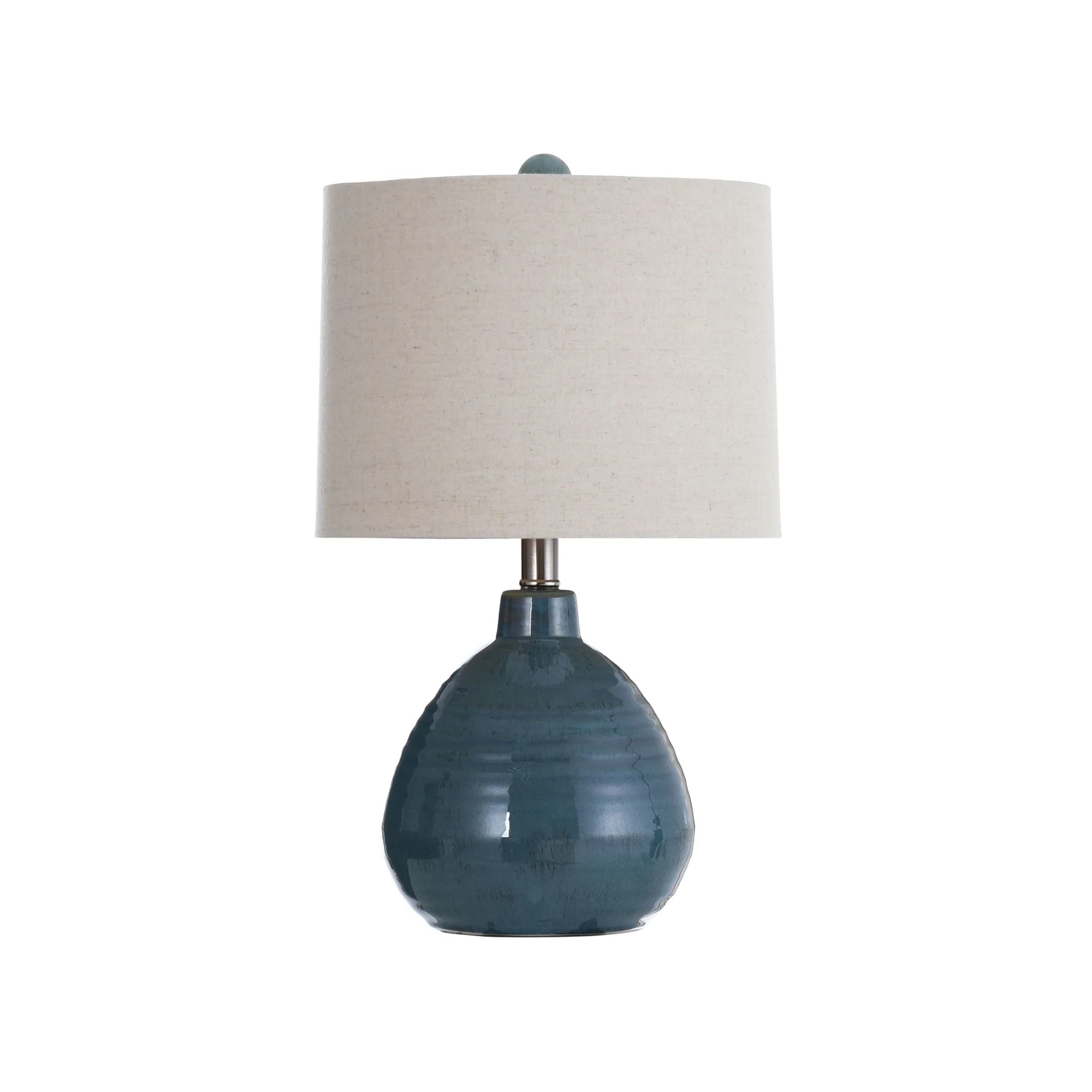 Turquoise Round Ceramic Table Lamp 21"H