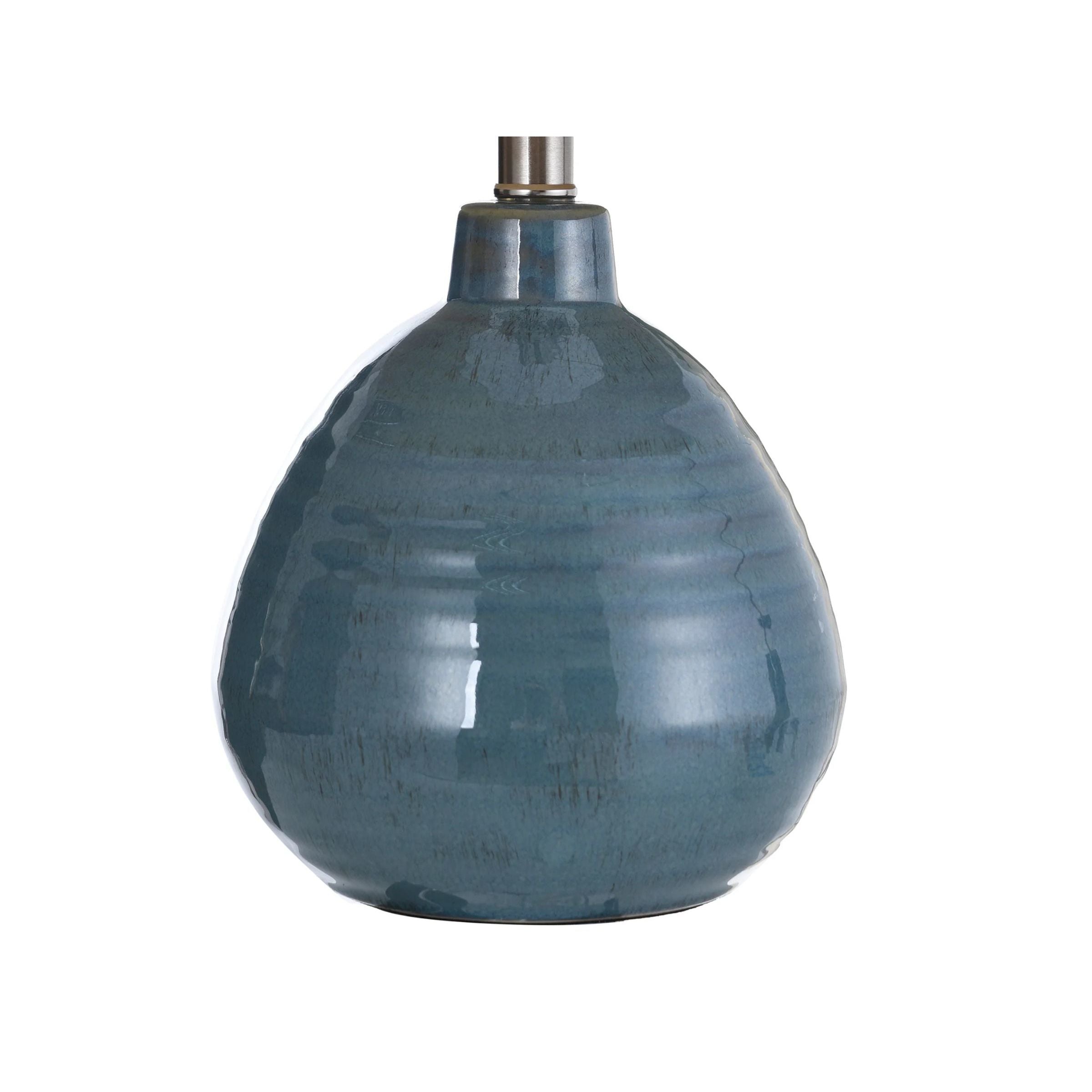 Turquoise Round Ceramic Table Lamp 21"H