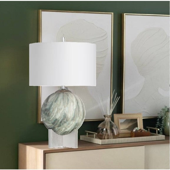 Green Swirl Ceramic Table Lamp 29.5"H