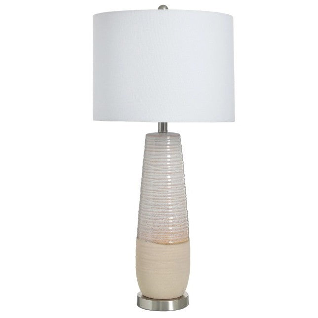 Ivory Two-Tone Ceramic Table Lamp 31"H