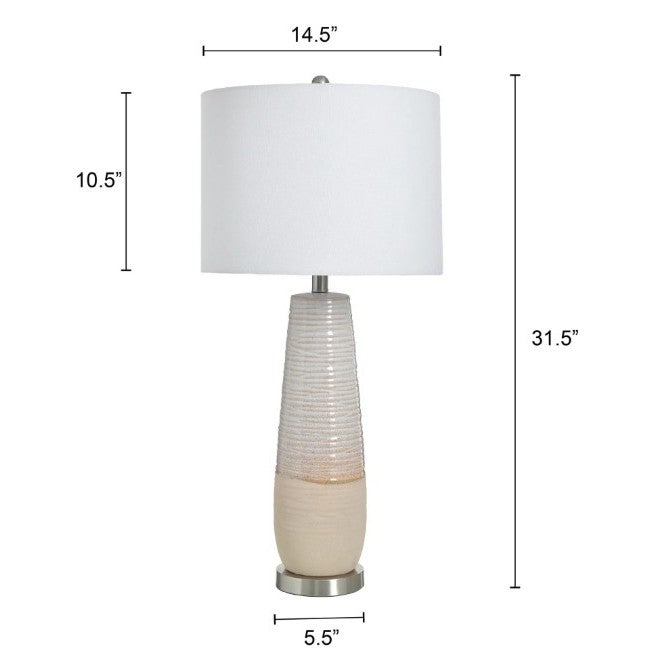 Ivory Two-Tone Ceramic Table Lamp 31"H