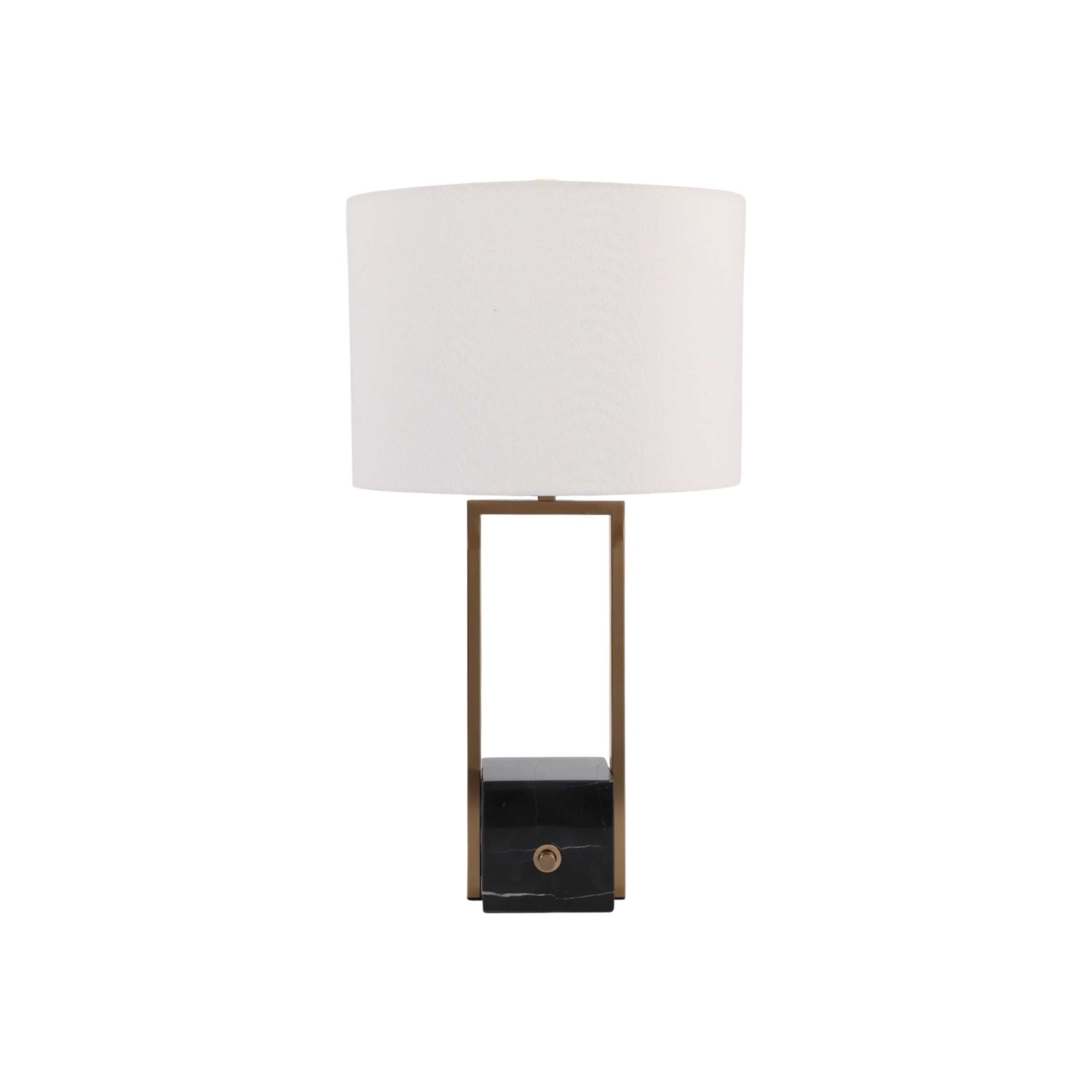 Black Marble and Brass Table Lamp 27"H