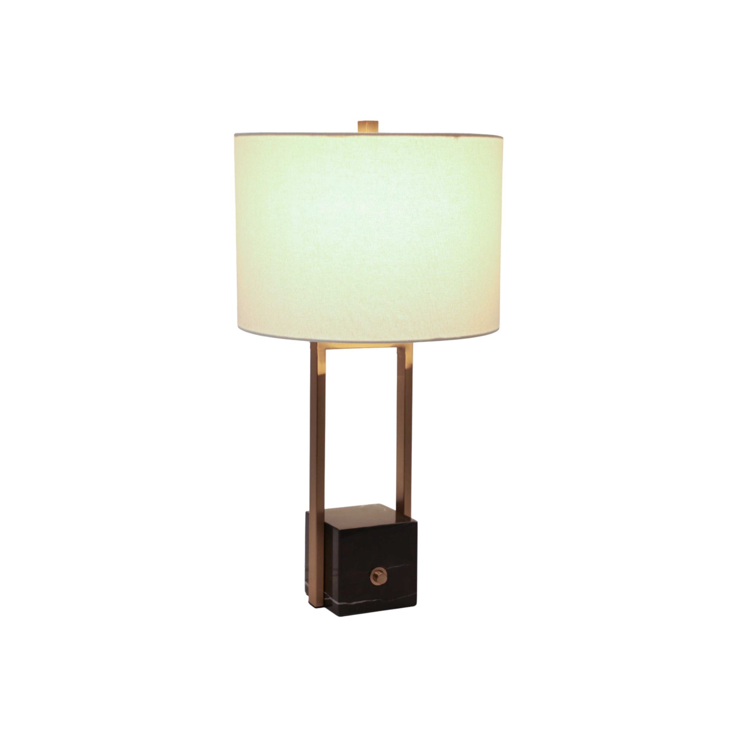 Black Marble and Brass Table Lamp 27"H