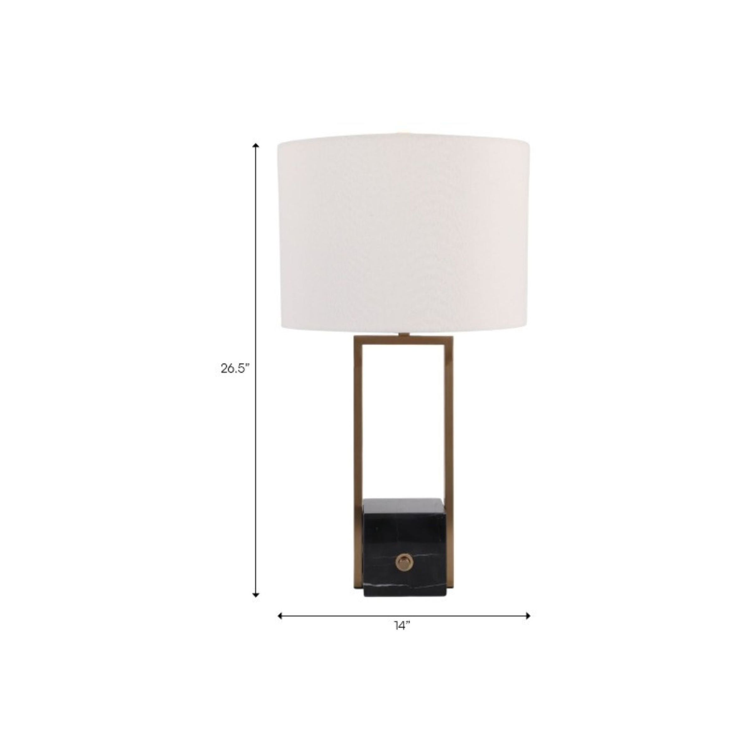 Black Marble and Brass Table Lamp 27"H