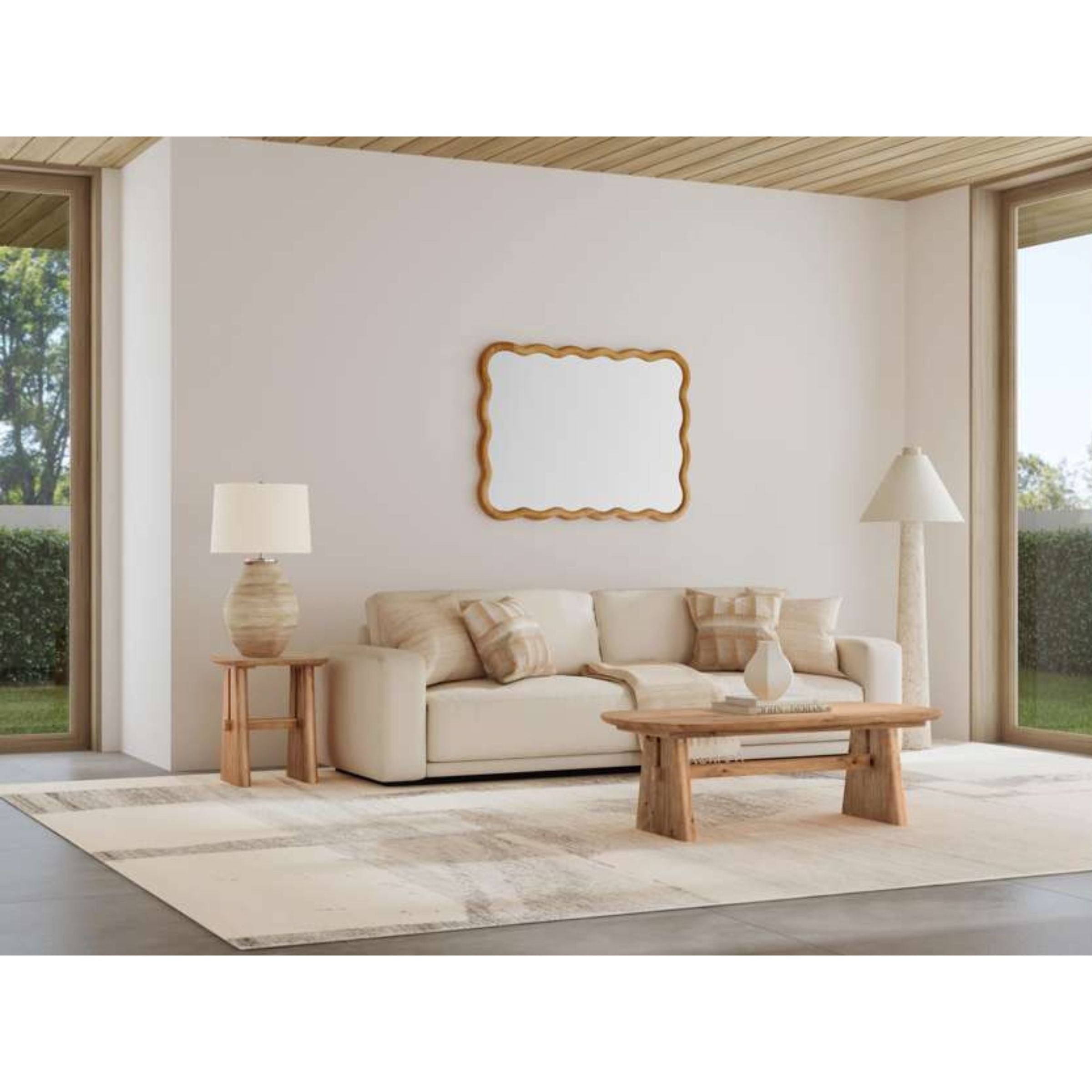 Cream Cement Table Lamp 31"H
