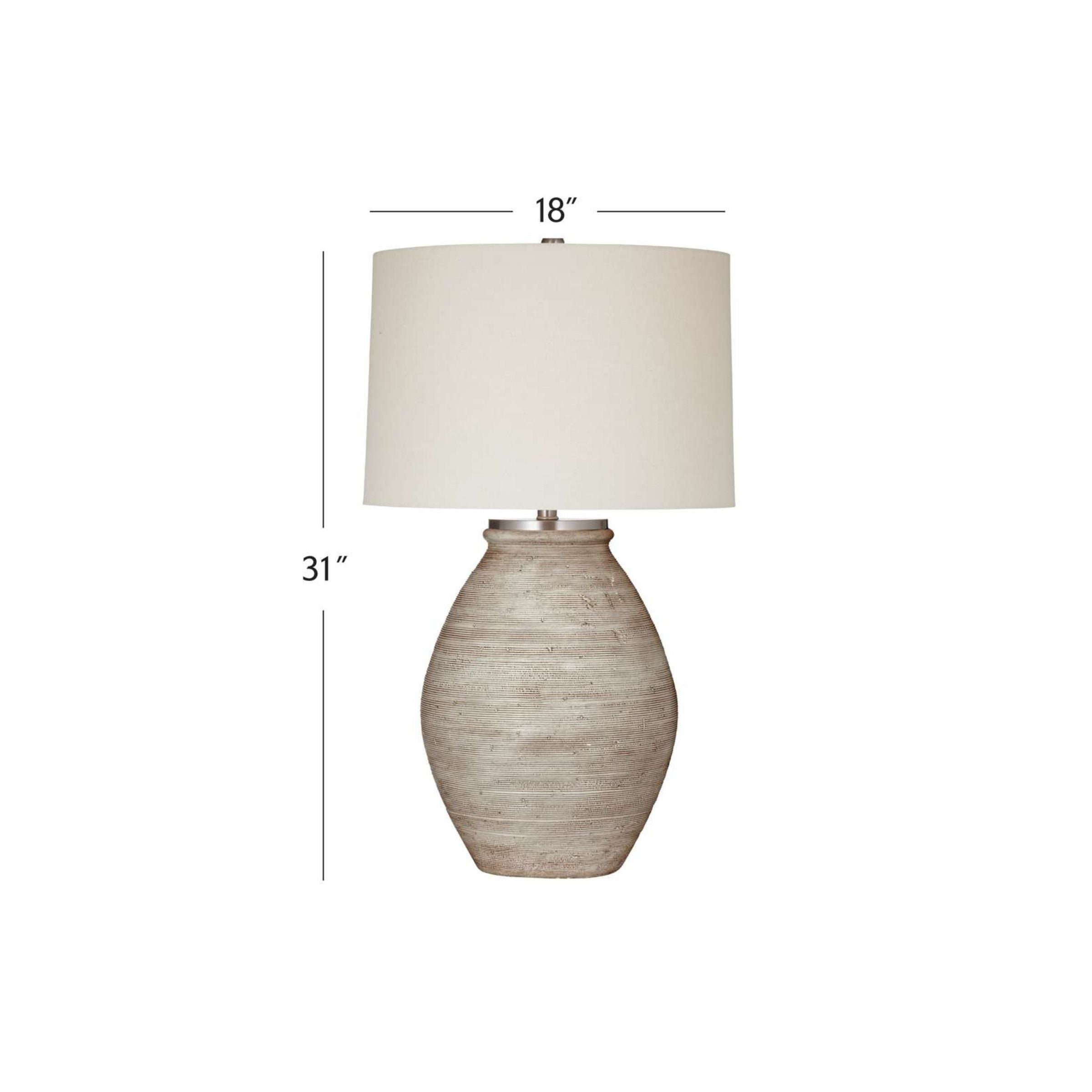 Cream Cement Table Lamp 31"H