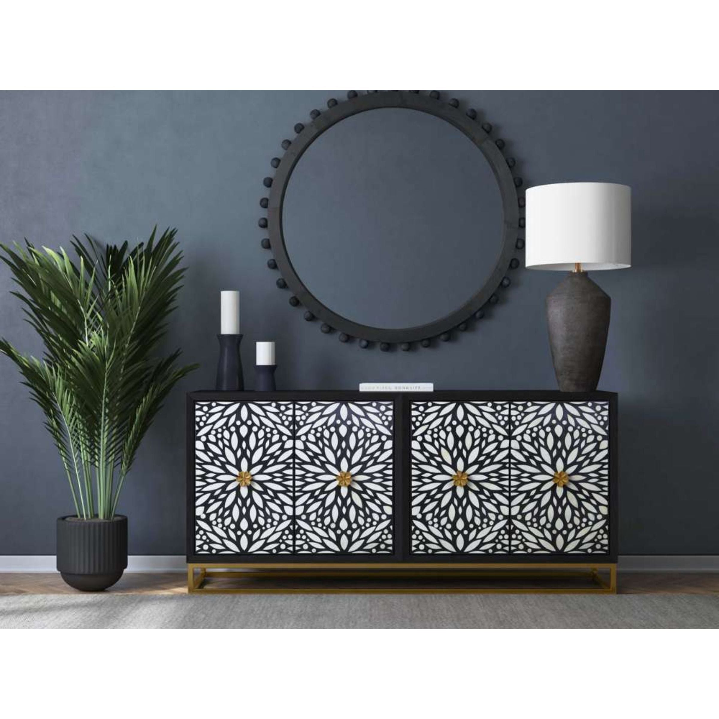 Black Cement Table Lamp 35"H