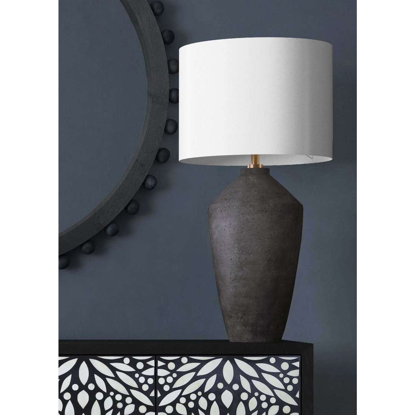 Black Cement Table Lamp 35"H