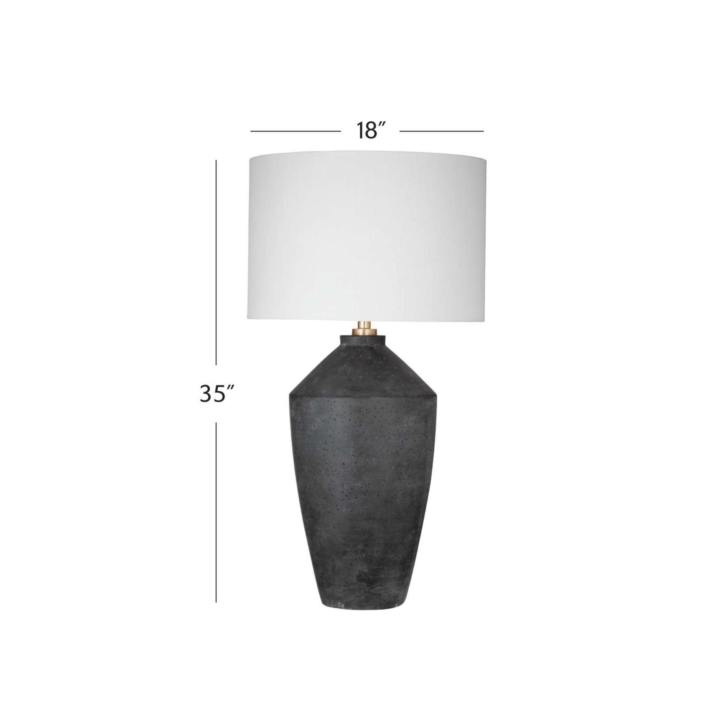 Black Cement Table Lamp 35"H
