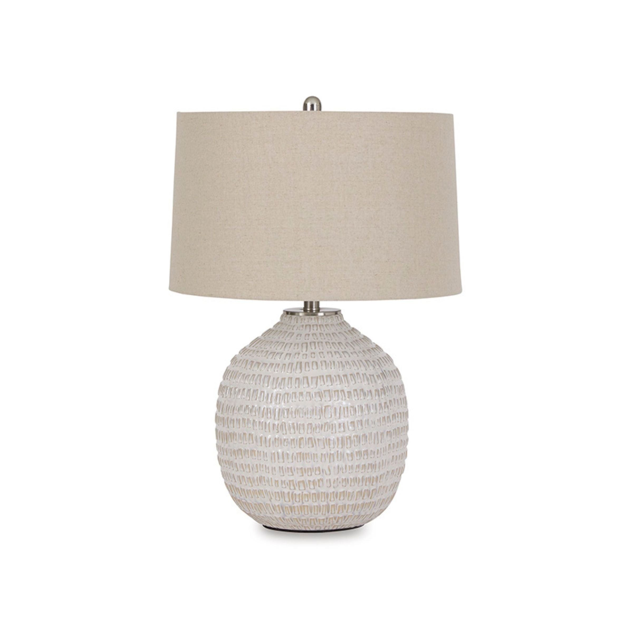 Beige and White Ceramic Table Lamp 26.5"H
