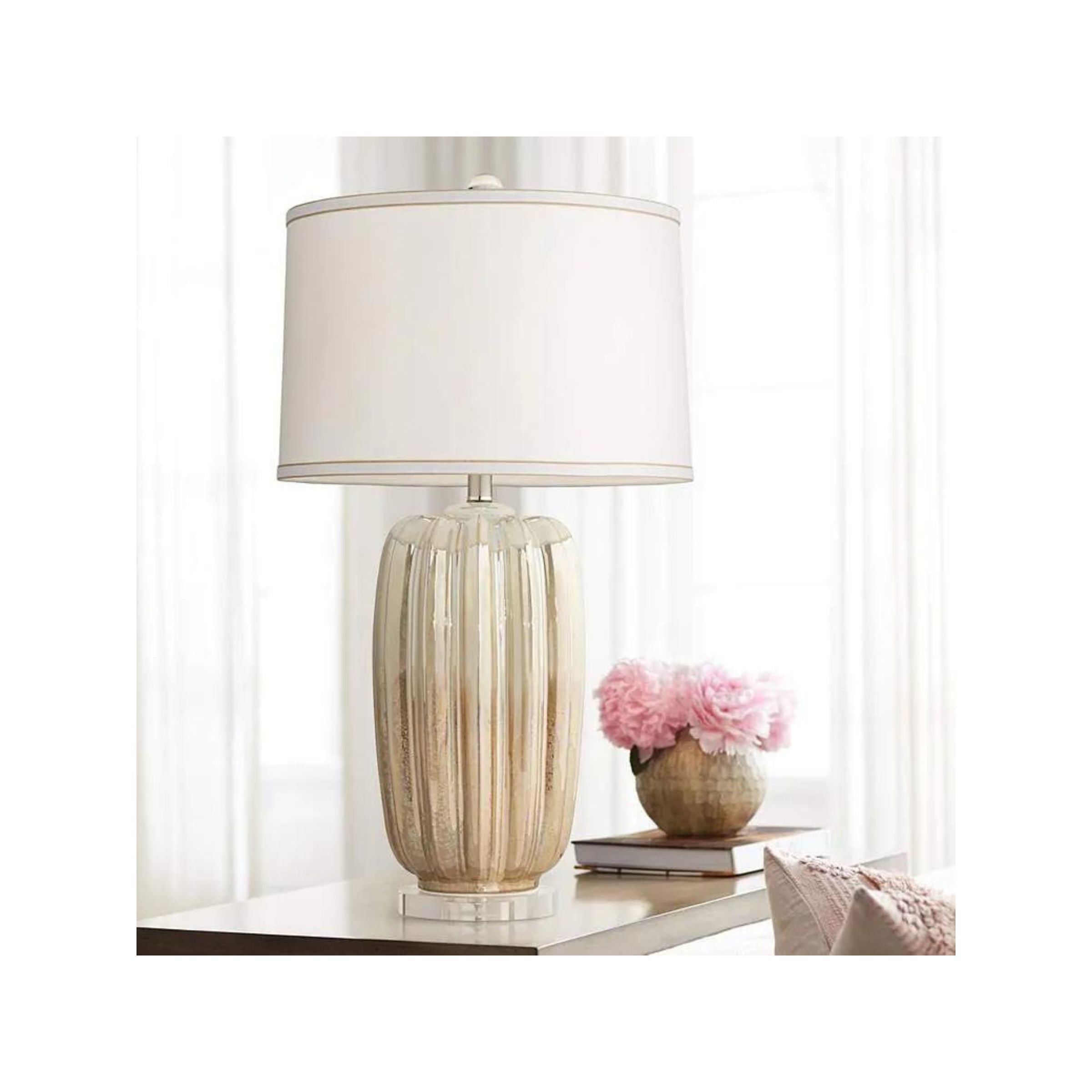 Champagne Ceramic Table Lamp 30"H