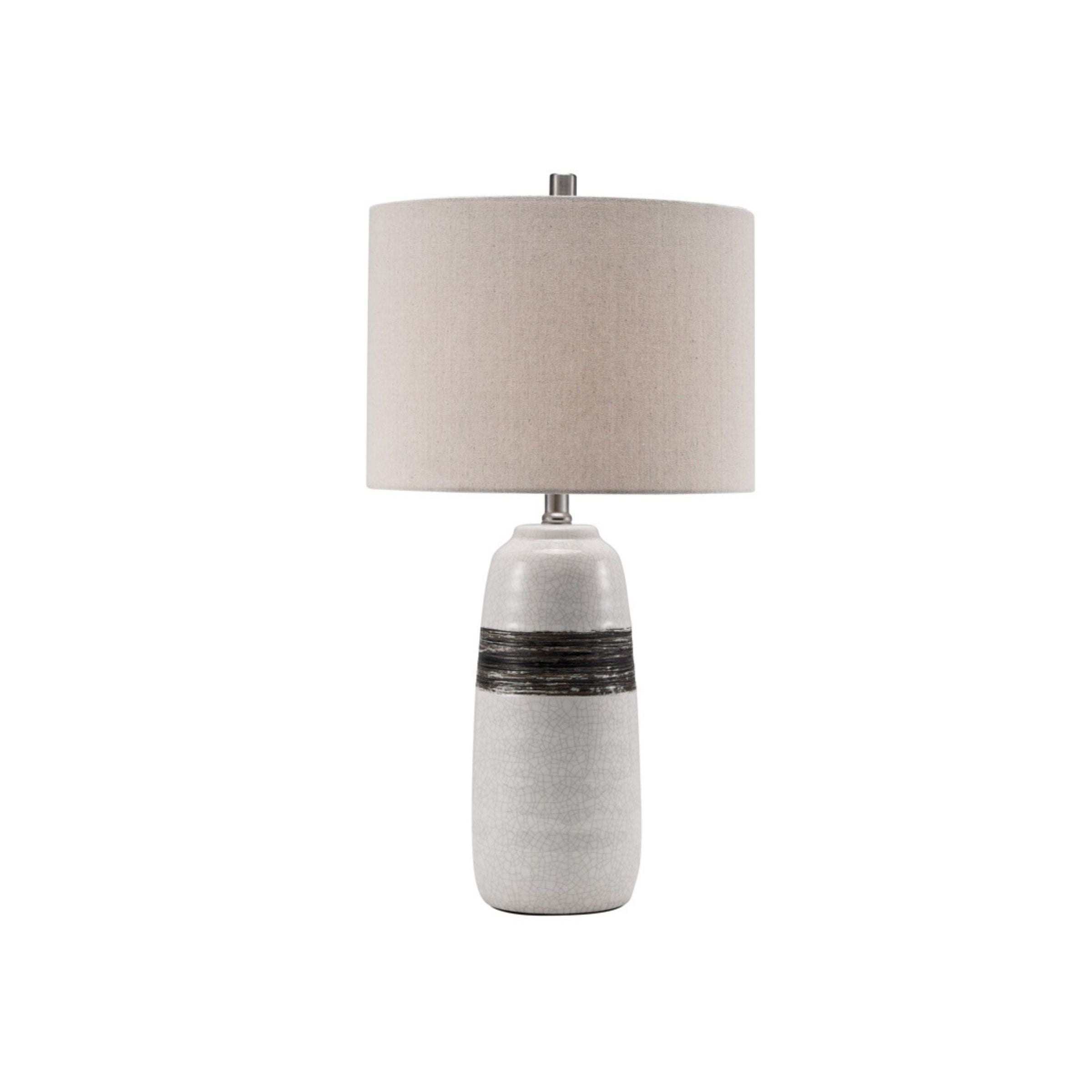 Off White and Brown Ceramic Table Lamp 26"H