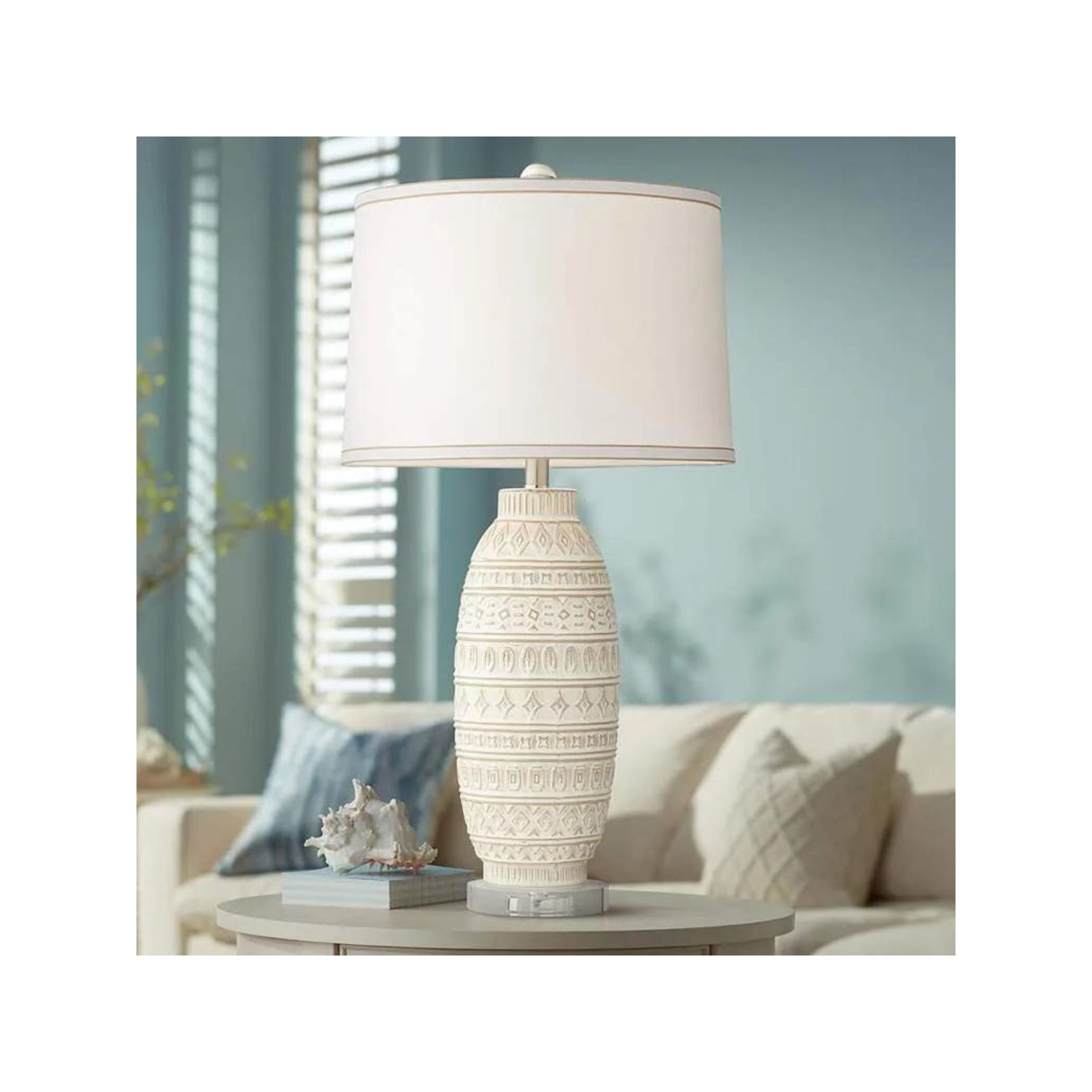 Beige Textured Ceramic Table Lamp 31"H