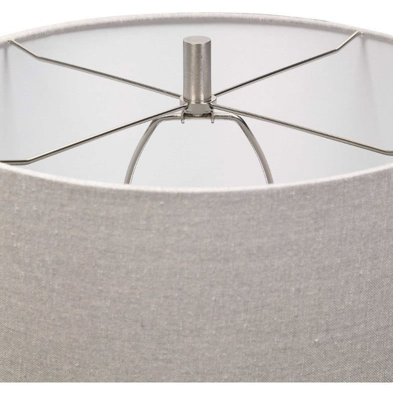 White Crackle Brown Ribbed Ceramic Table Lamp 27"H