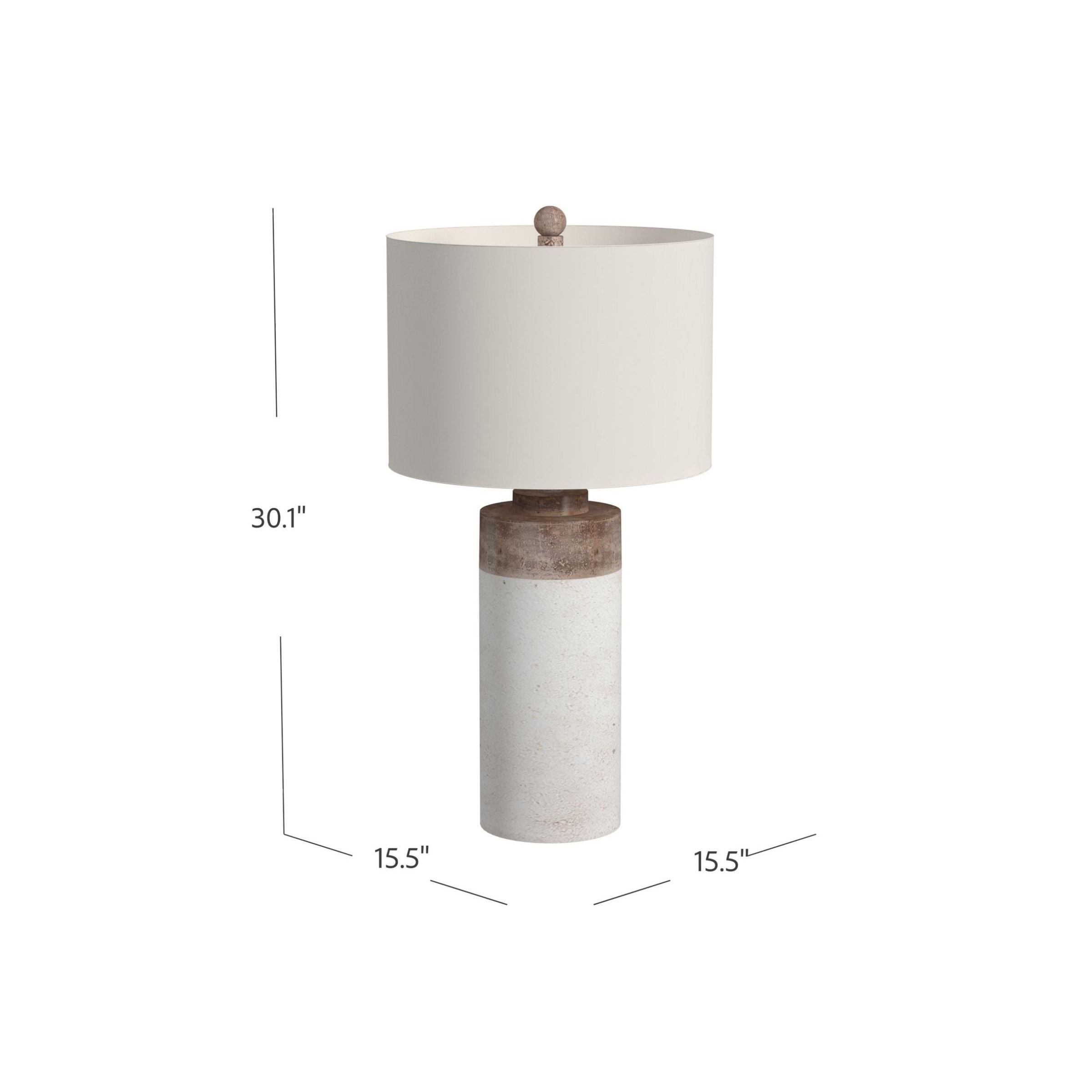 Brown and White Cement Table Lamp 30"H
