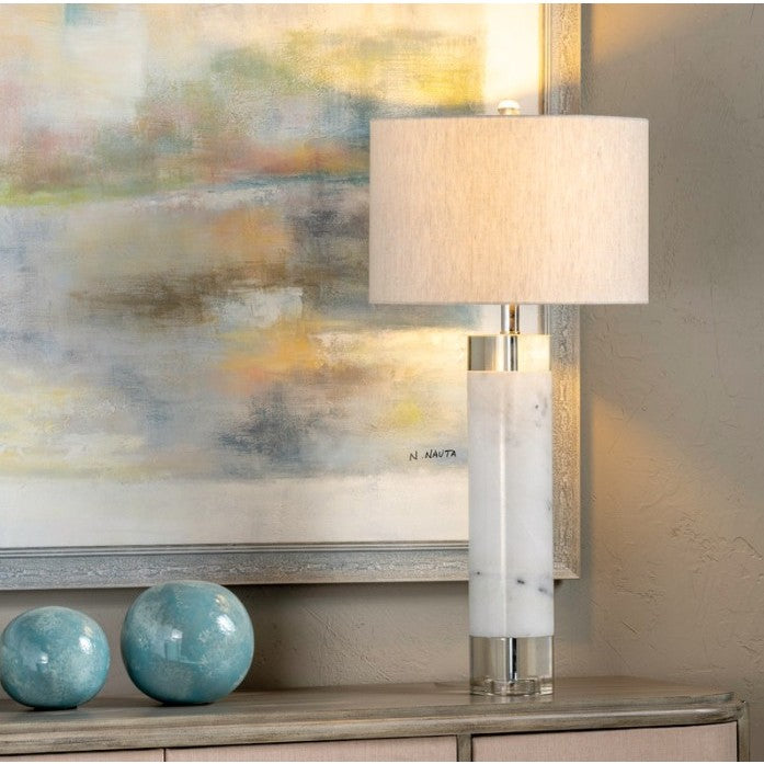 Glass and Marble Table Lamp 32"H