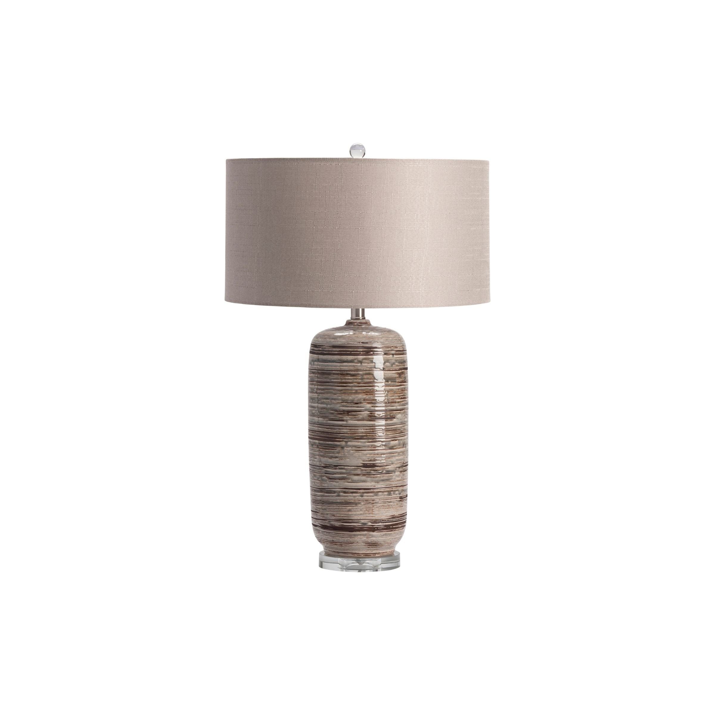 Grey and Brown Striped Ceramic Table Lamp 29"H