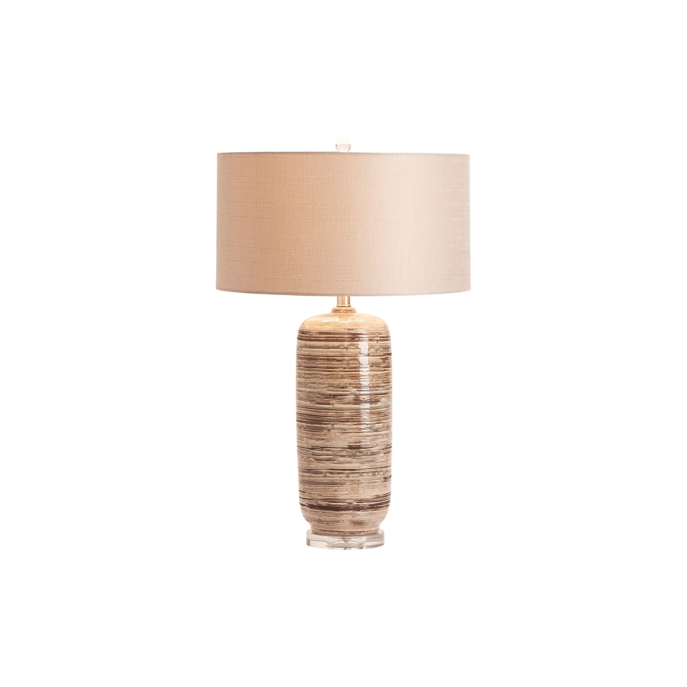 Grey and Brown Striped Ceramic Table Lamp 29"H