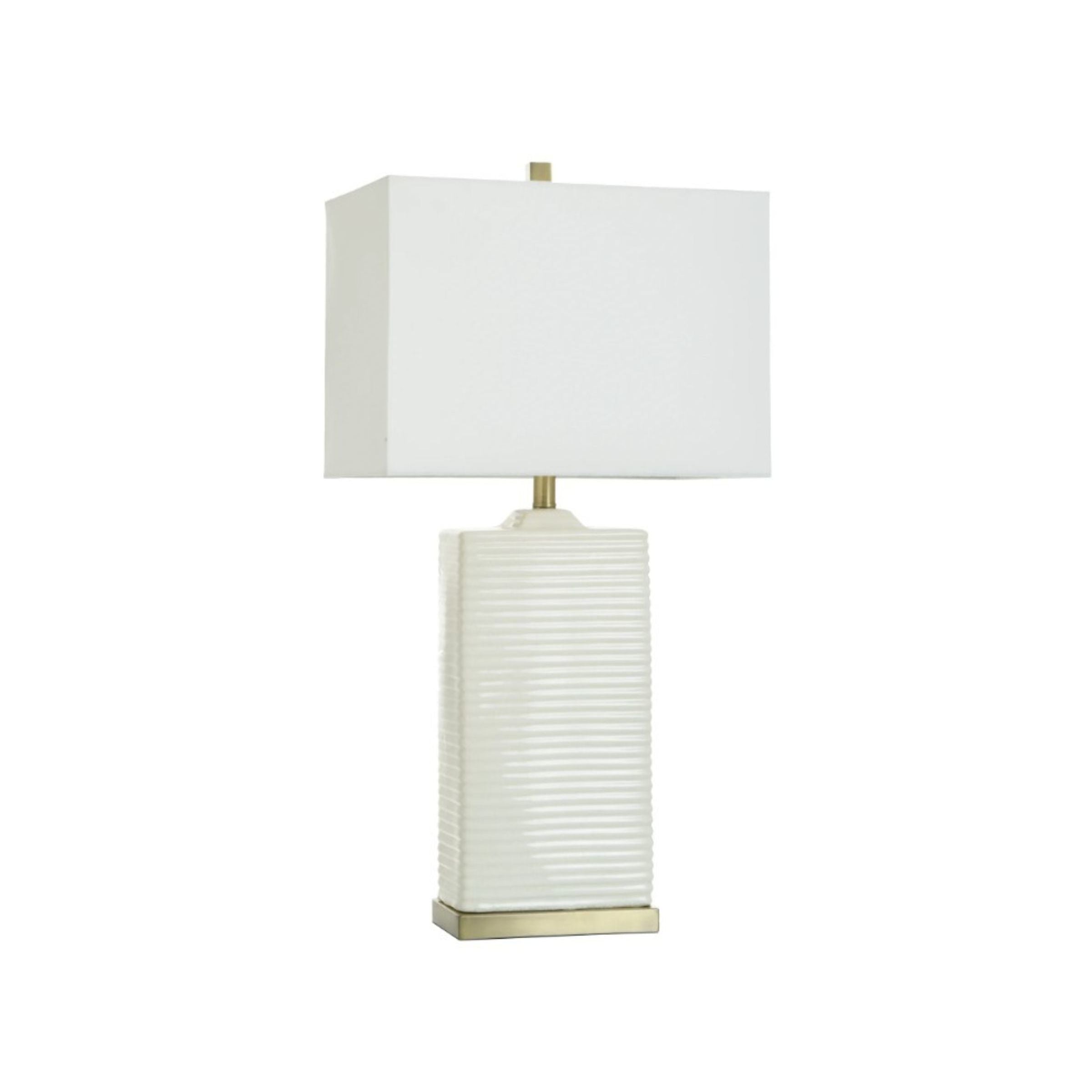 Ivory Ribbed Ceramic Table Lamp 33"H