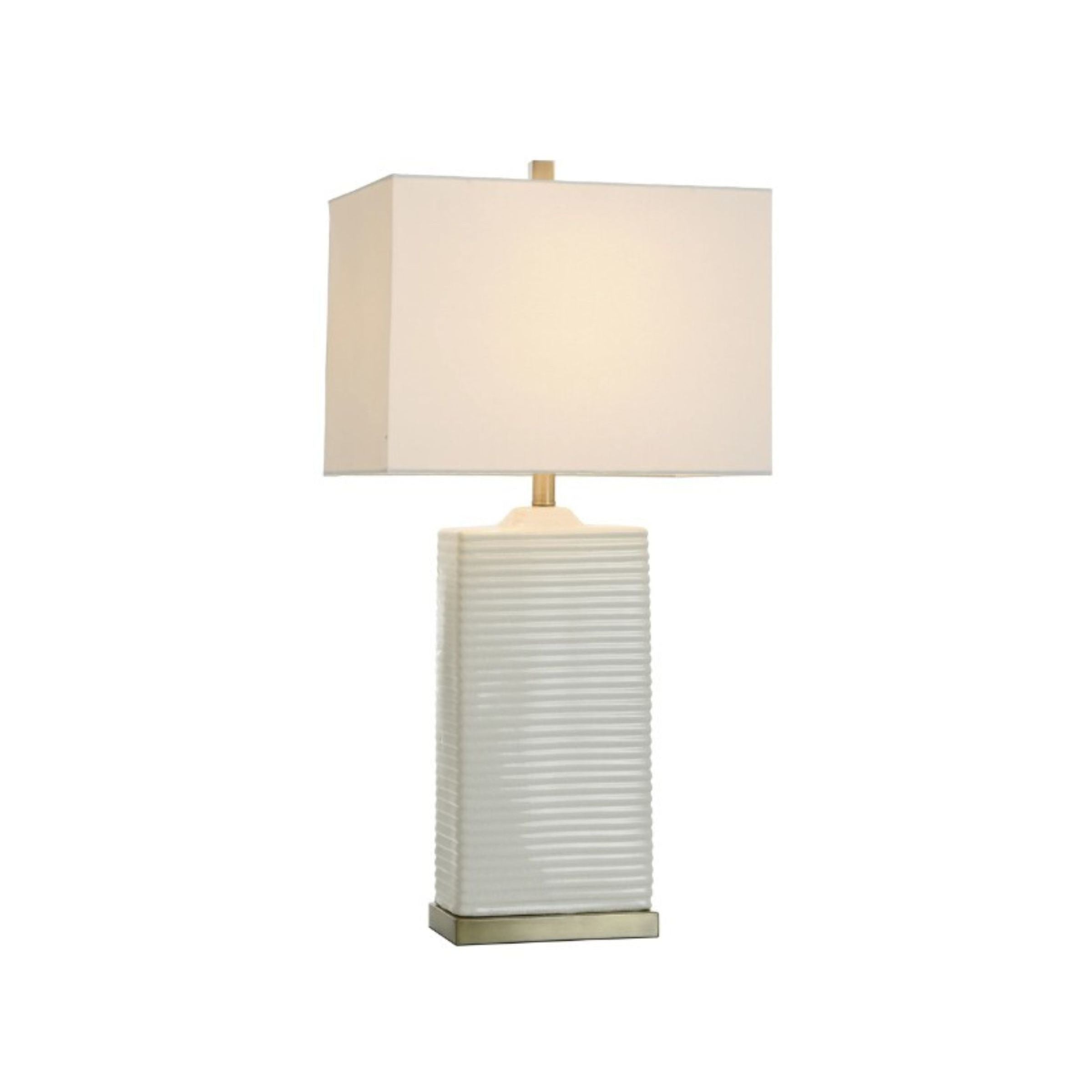 Ivory Ribbed Ceramic Table Lamp 33"H