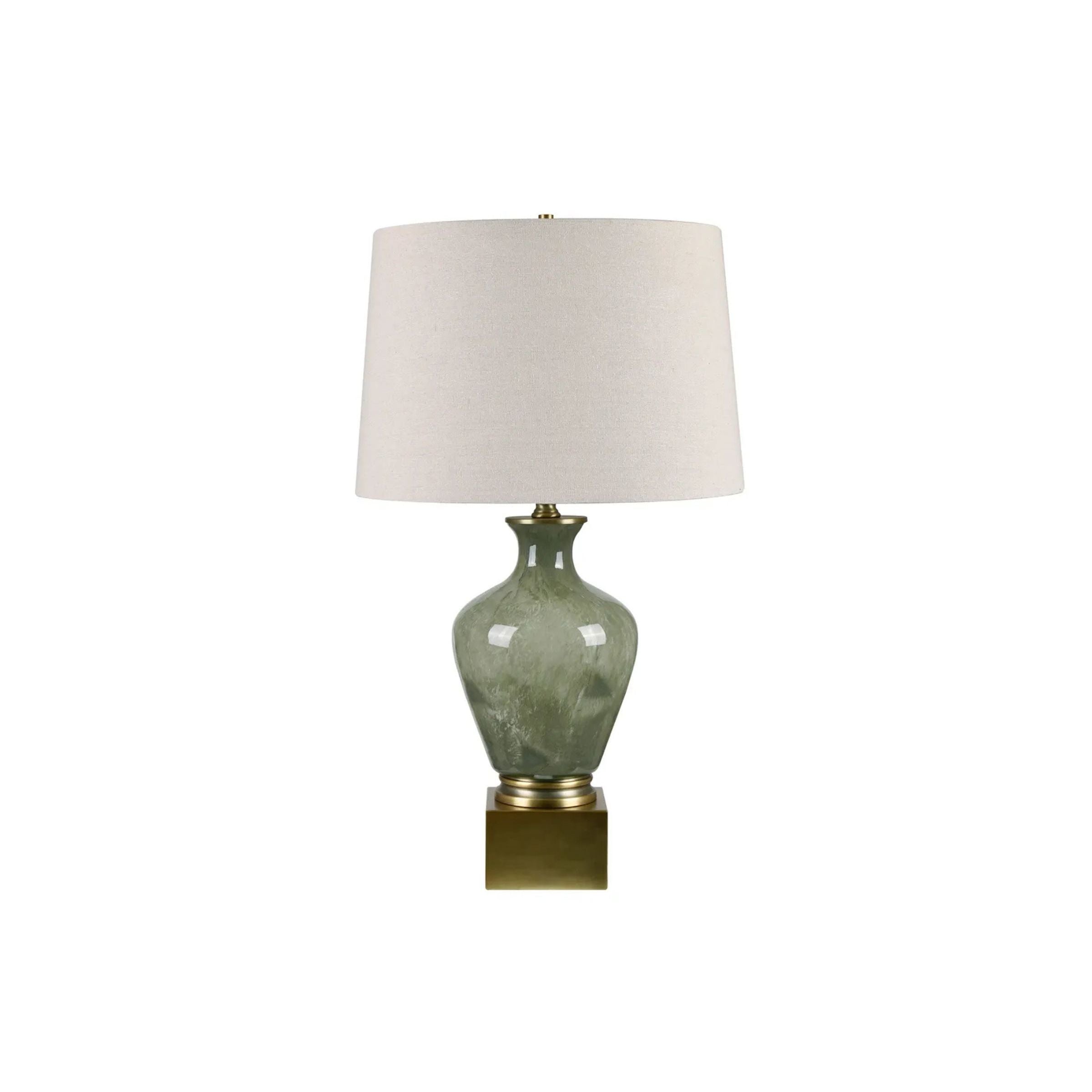 Green Glass Table Lamp 30.25"H