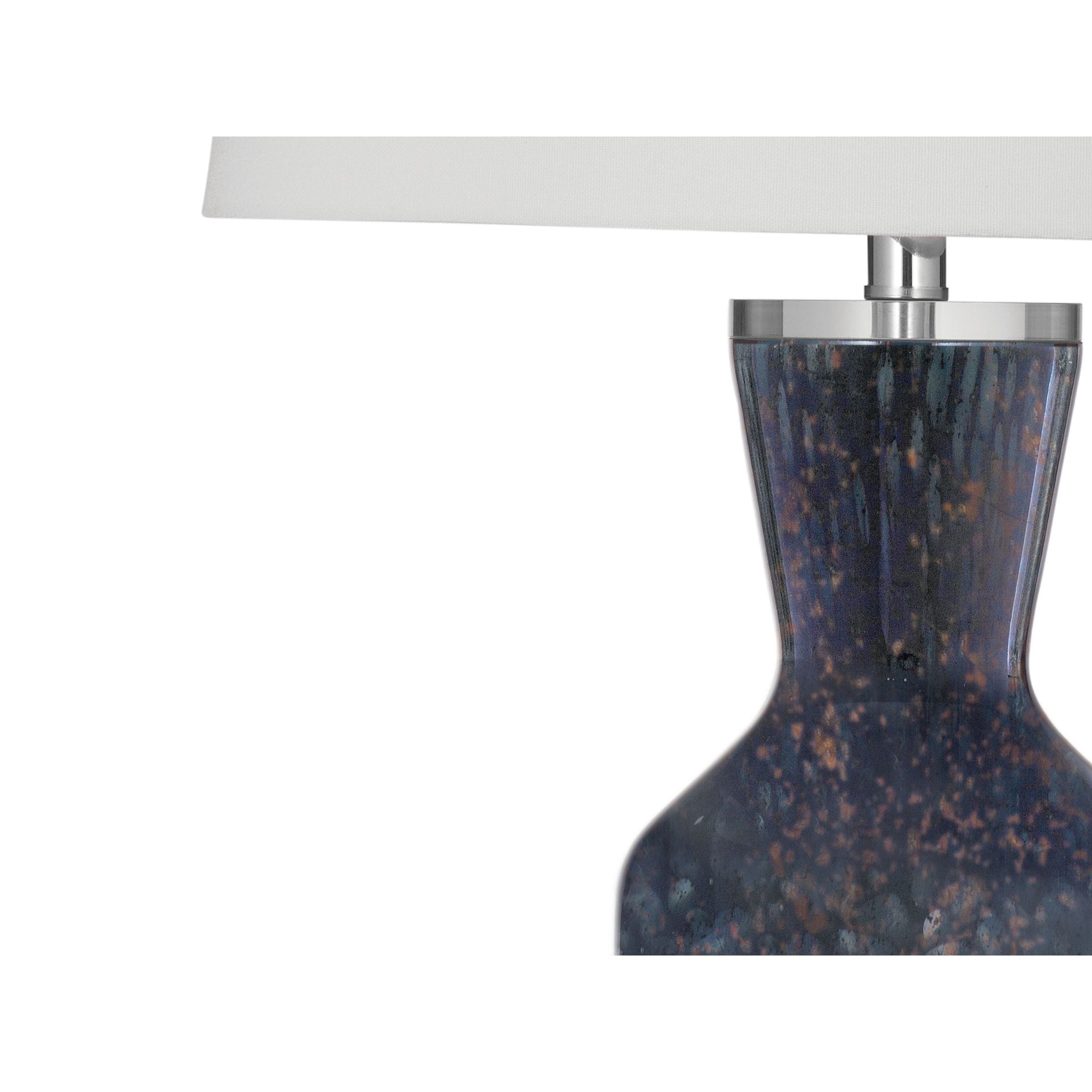Blue Art Glass Table Lamp 32"H
