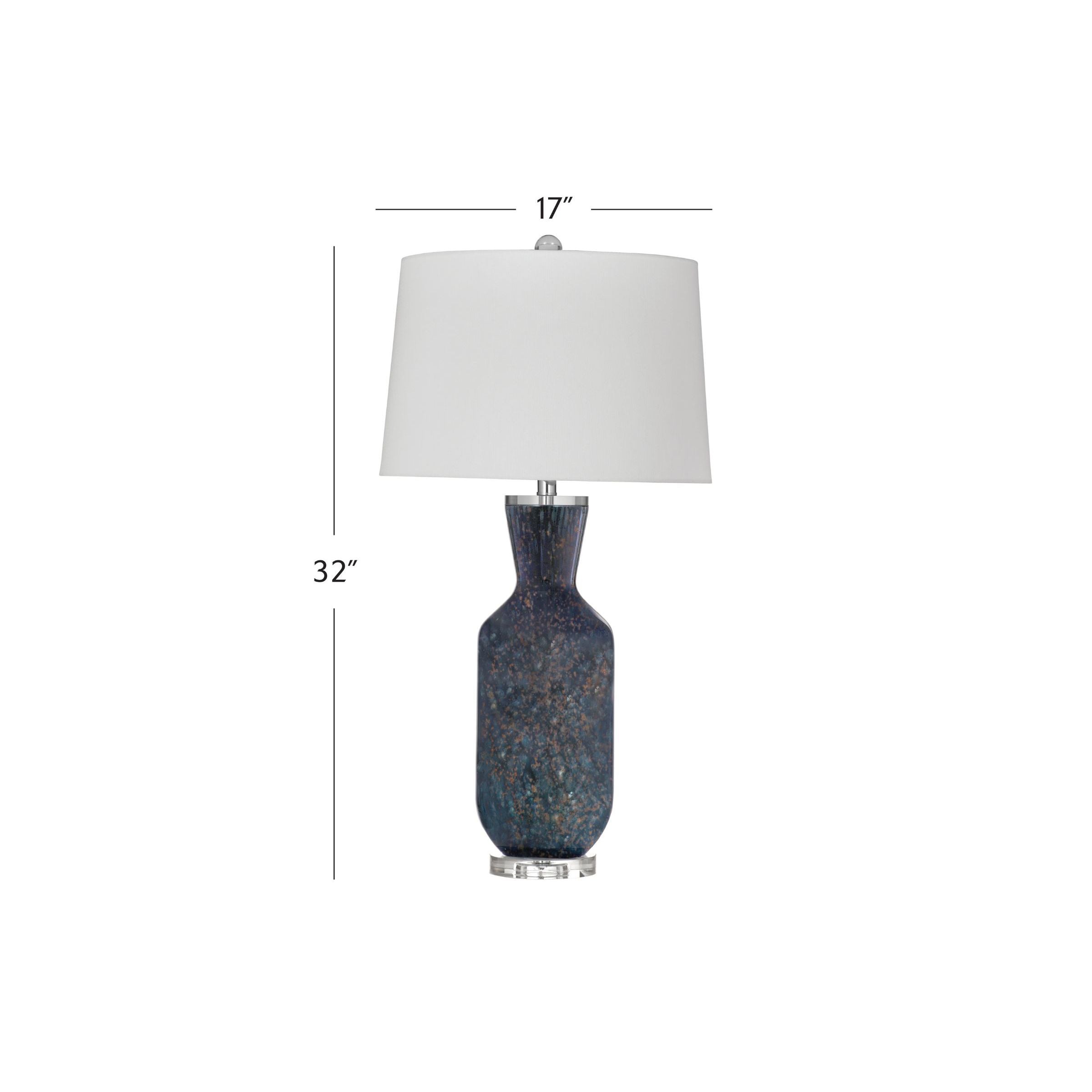Blue Art Glass Table Lamp 32"H