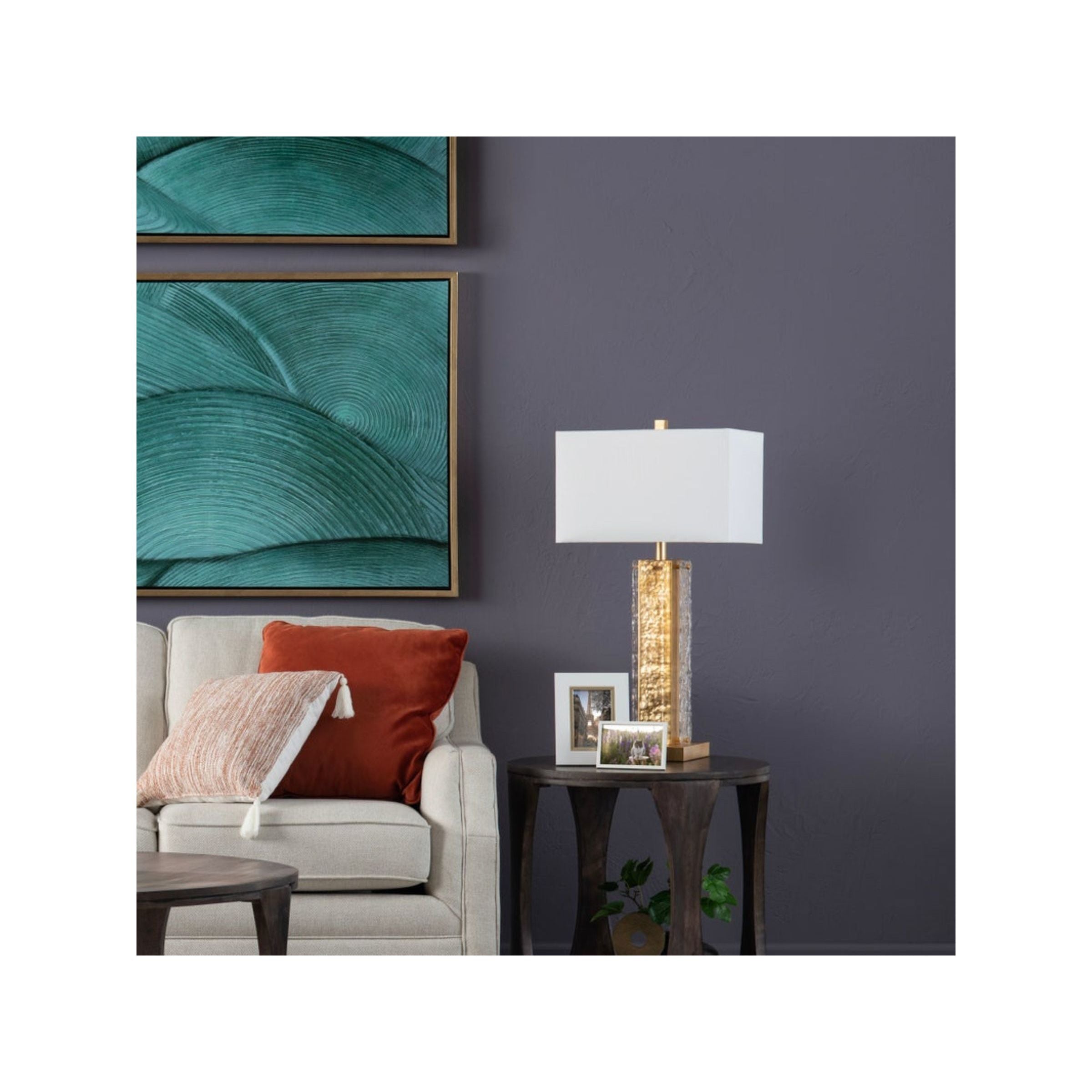 Gold Glass Table Lamp 32"H