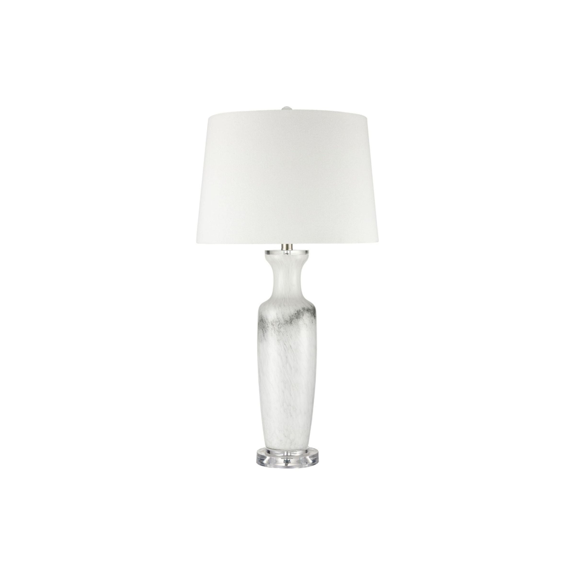 White and Black Art Glass Table Lamp 32"H