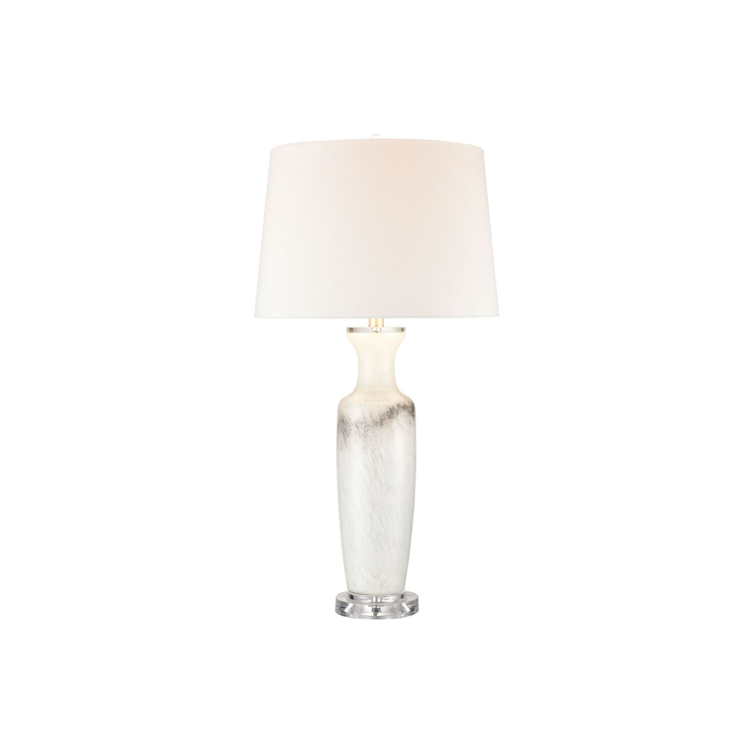 White and Black Art Glass Table Lamp 32"H