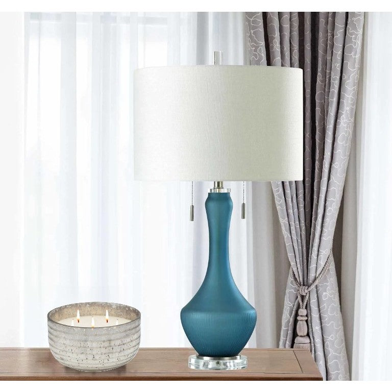 Blue Glass Table Lamp 32"H