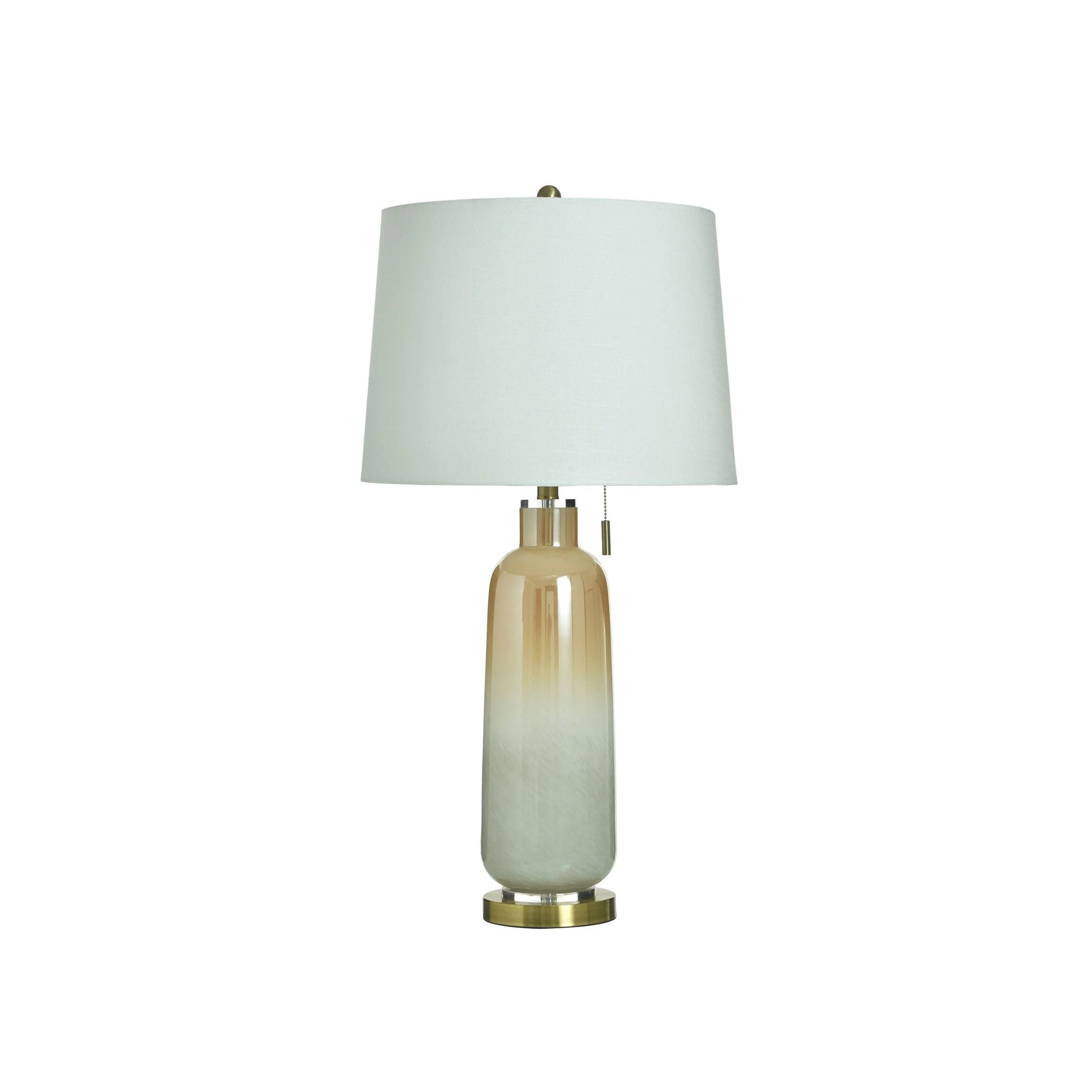 Gold and Cream Glass Table Lamp 34"H