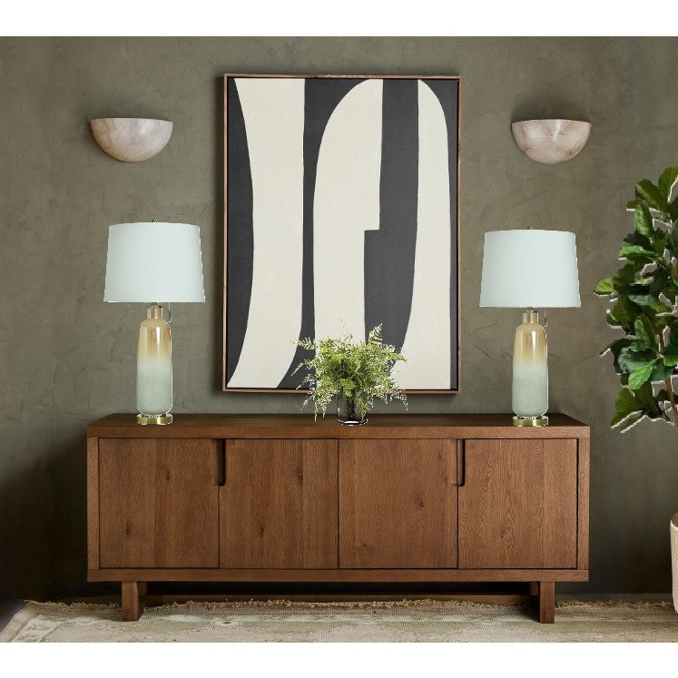 Gold and Cream Glass Table Lamp 34"H