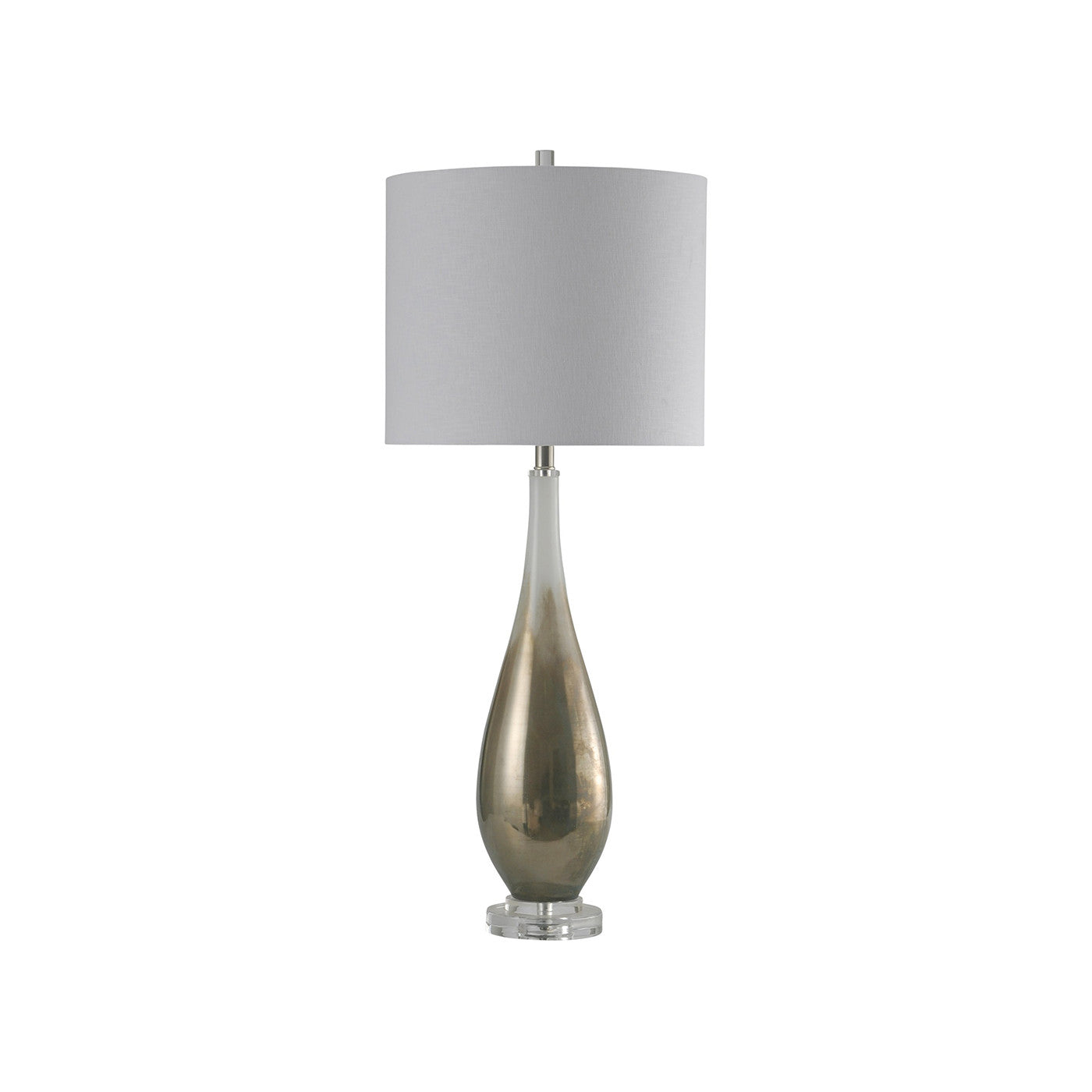 White and Bronze Glass Table Lamp 39"H