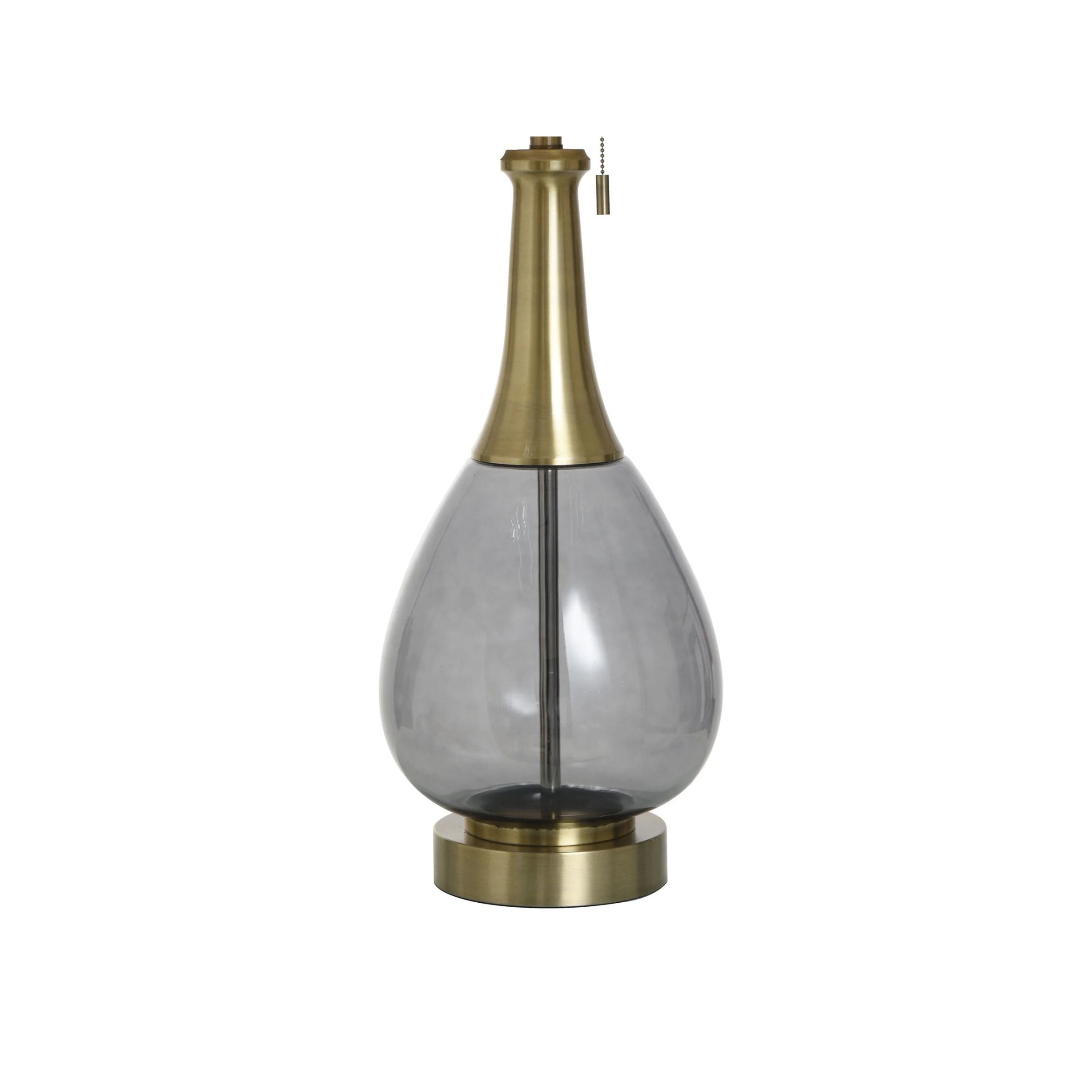 Smoke Glass Brass Metal Table Lamp 37"H