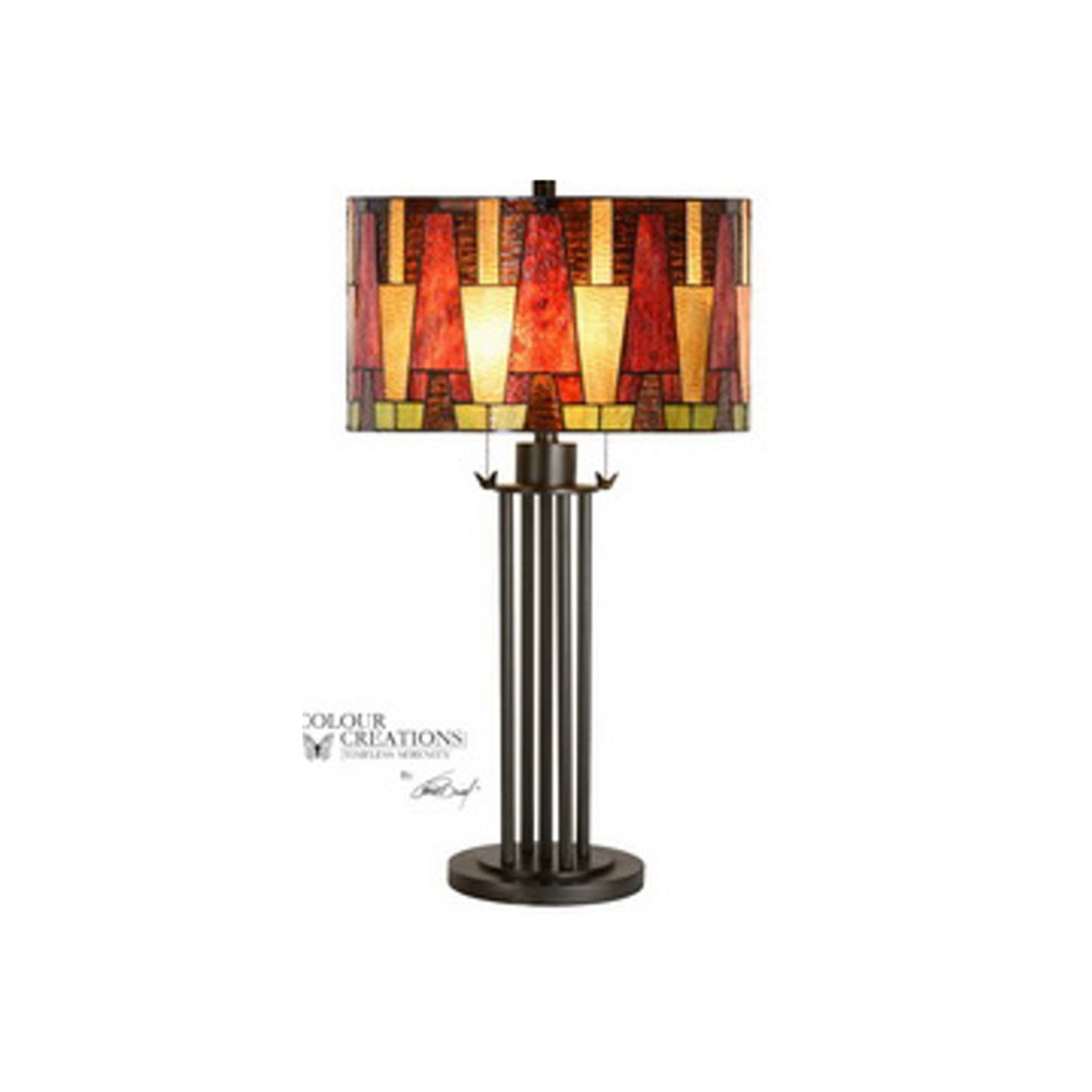 Sybal Spice Drum Tiffany-Style Glass Table Lamp 29.75"H