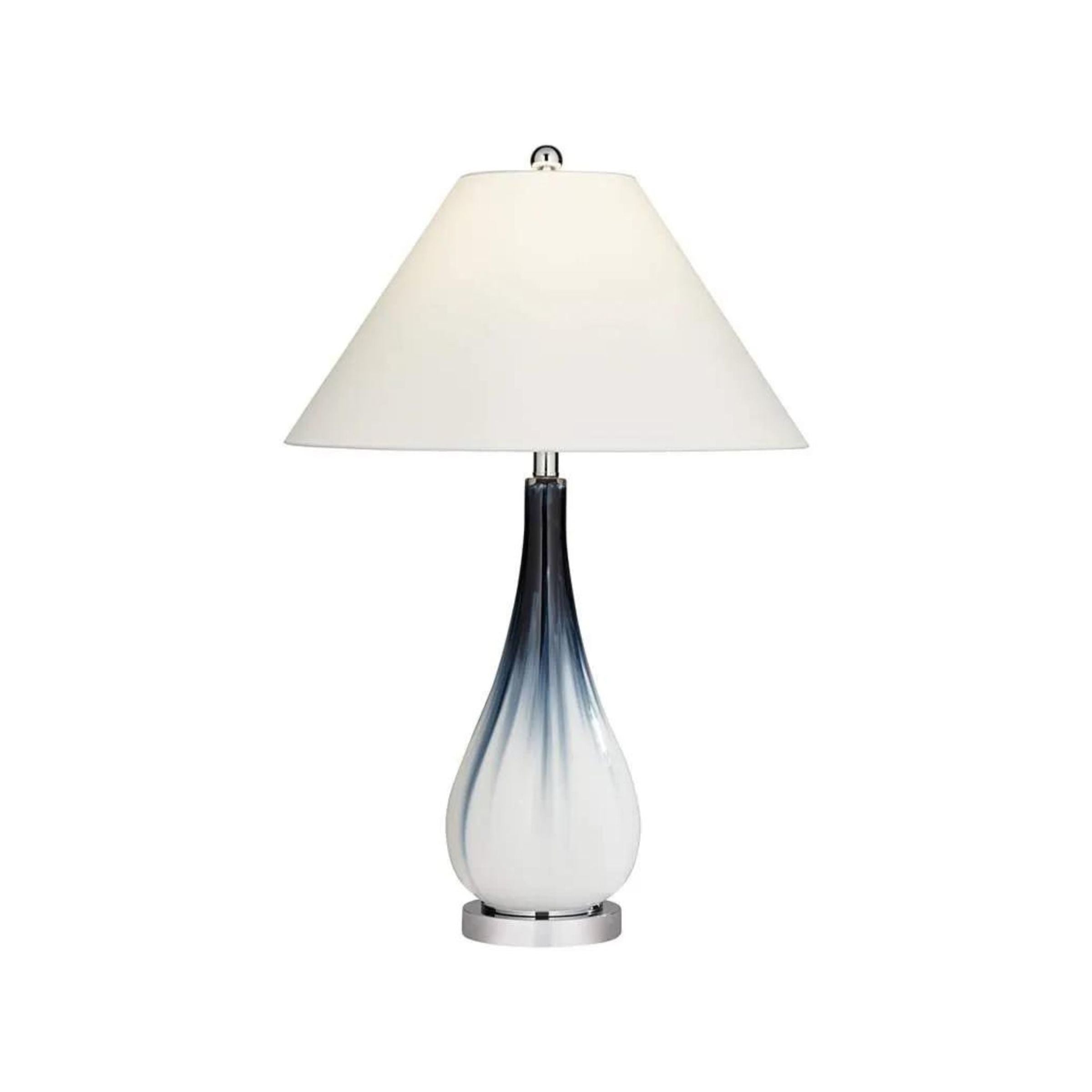 White and Navy Glass Table Lamp 30.5"H