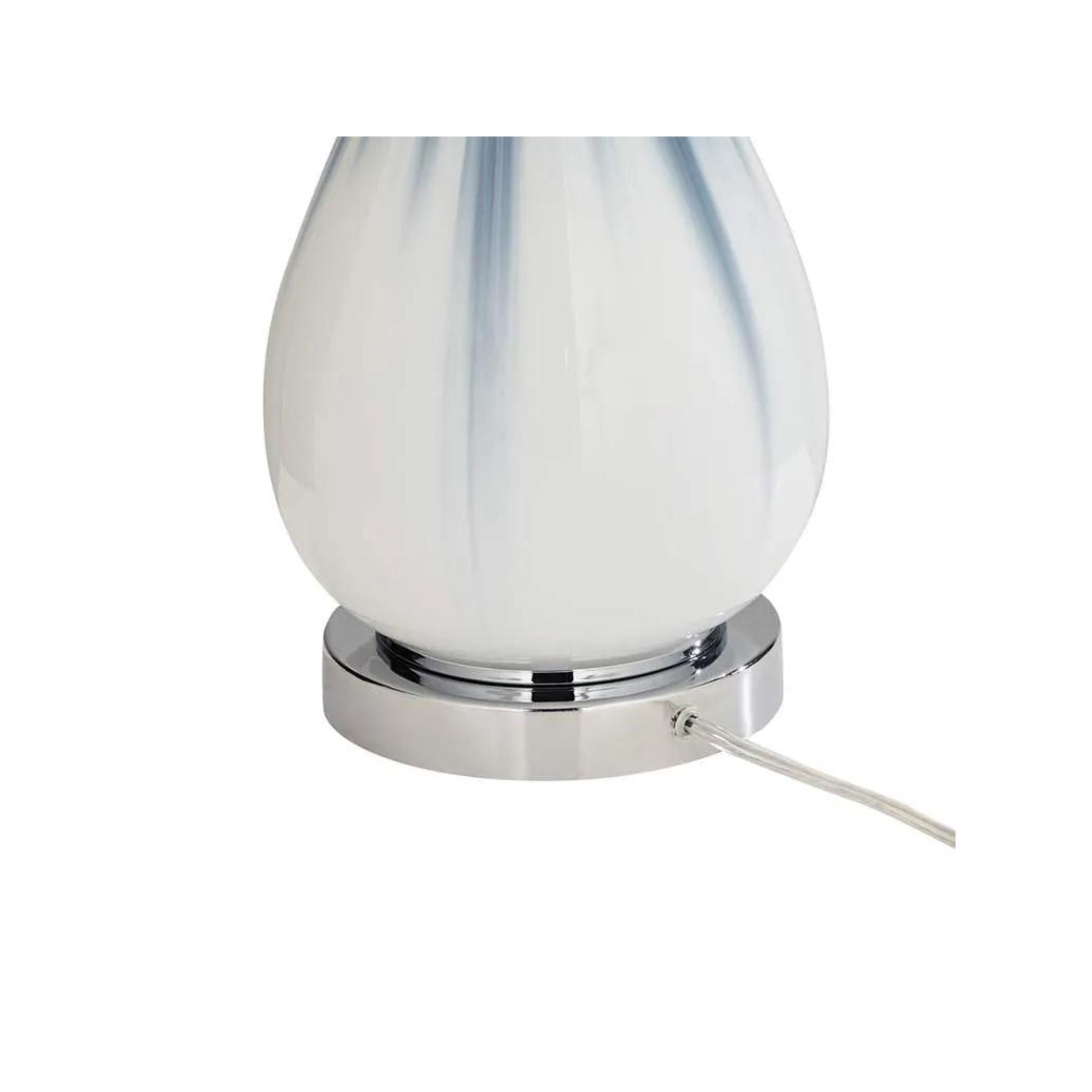 White and Navy Glass Table Lamp 30.5"H