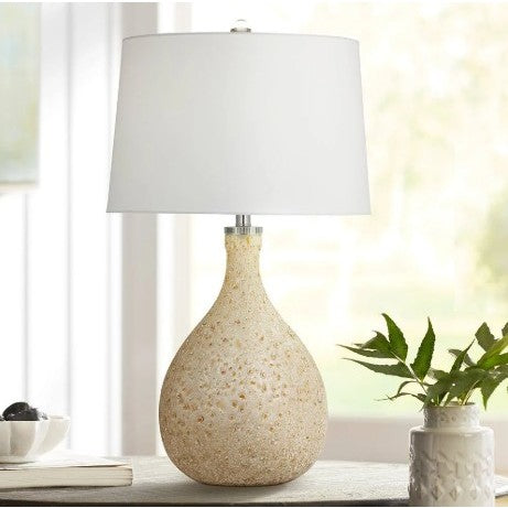 Amber Art Glass Table Lamp 29"H