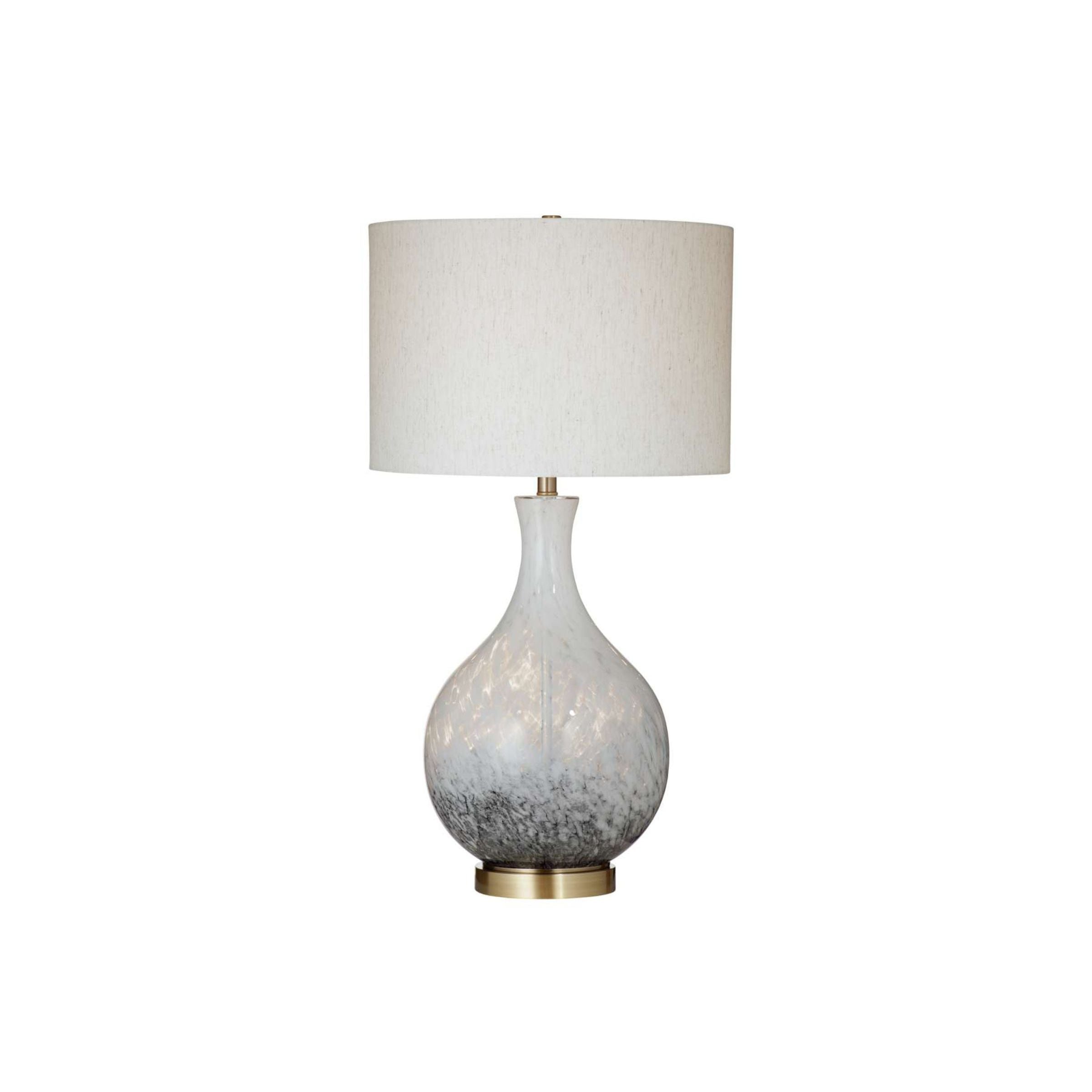 White Art Glass Table Lamp 34"H