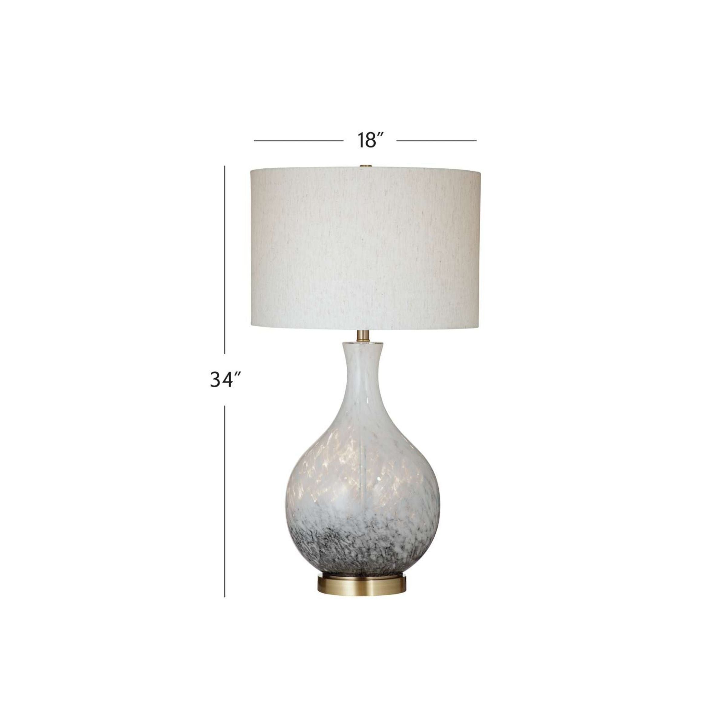 White Art Glass Table Lamp 34"H