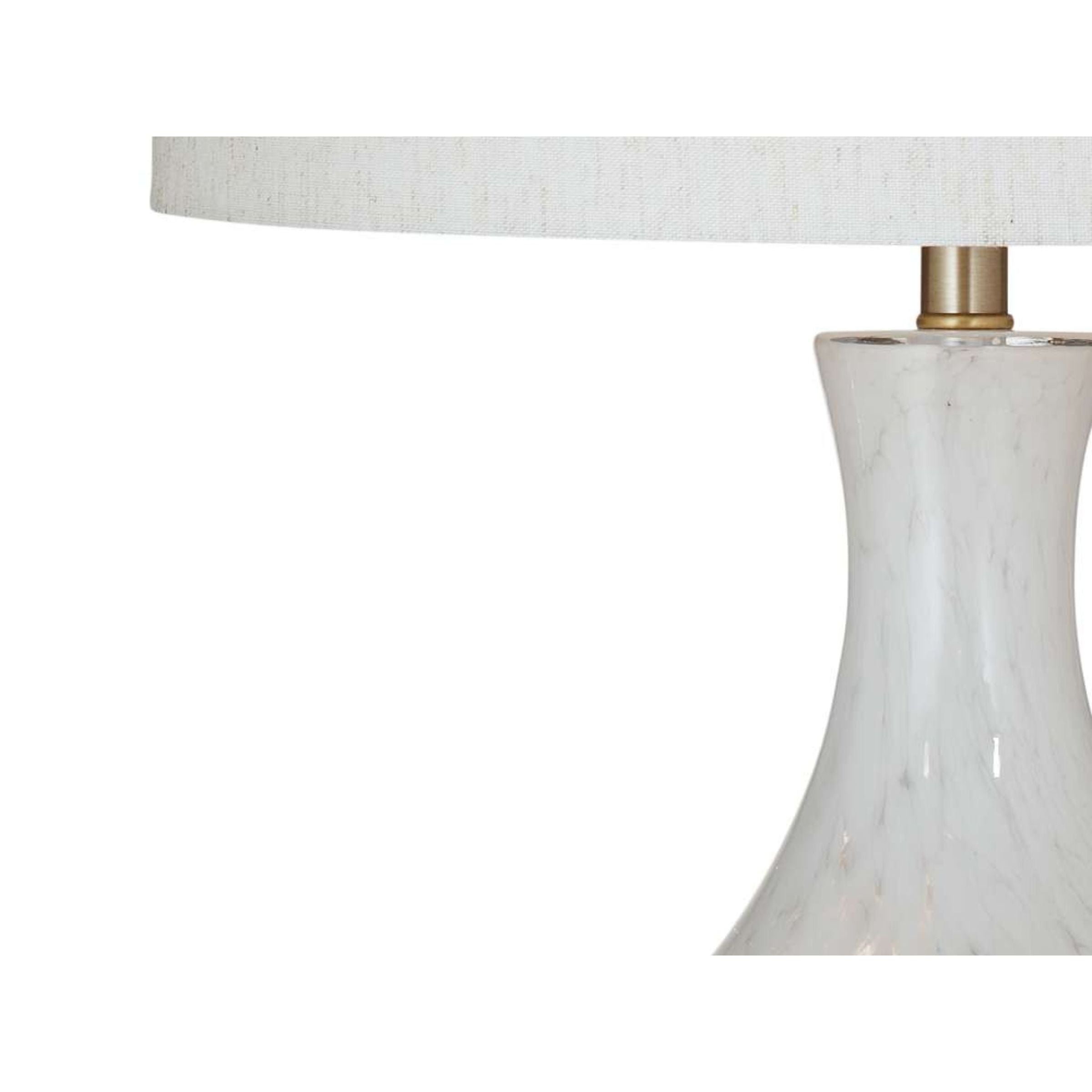 White Art Glass Table Lamp 34"H