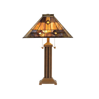 Hemlock Browns Tiffany-Style Glass Table Lamp 26"H